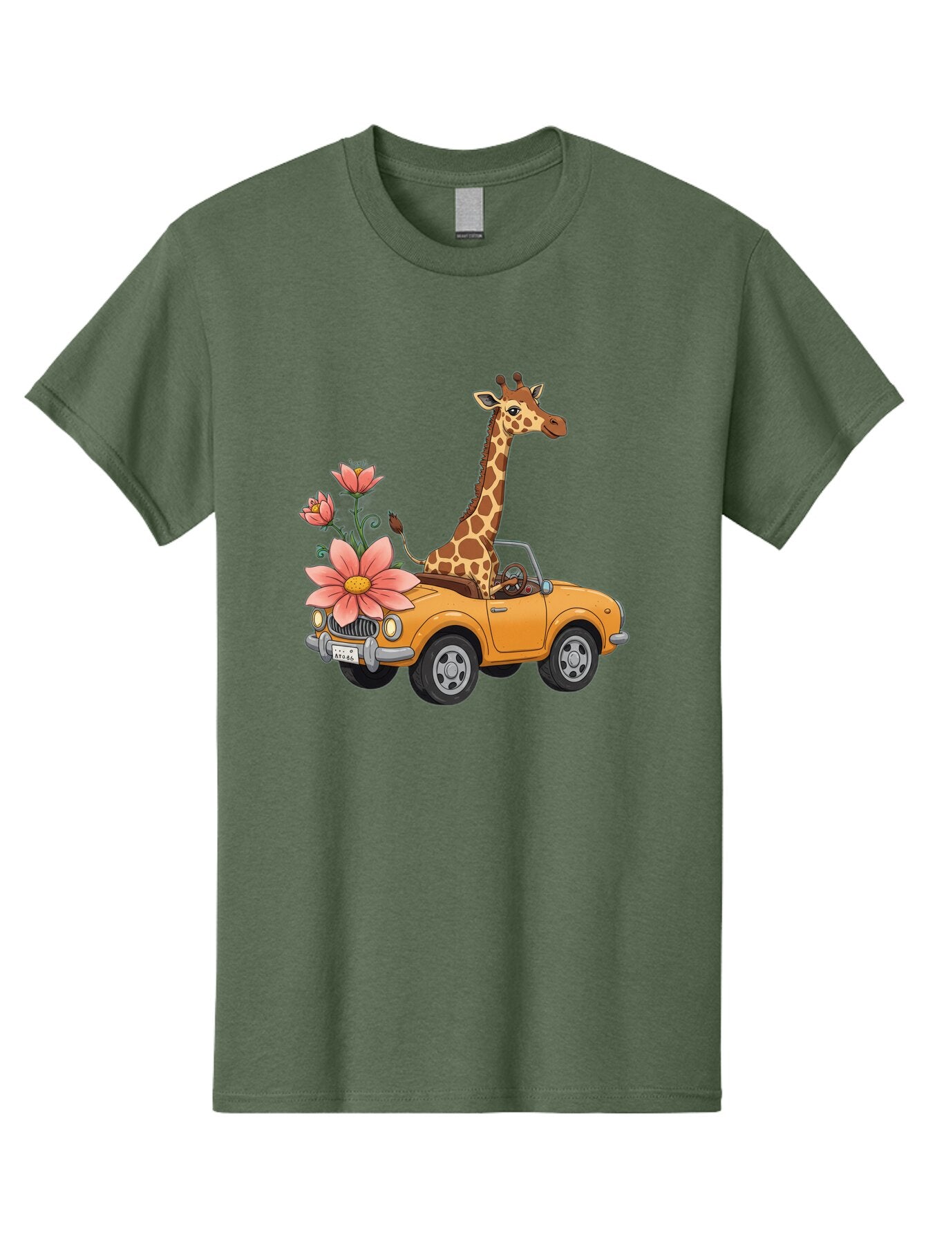 Giraffe-In-Convertible-2 Men'S Graphic Tee, 100% Cotton, Comfortable Casual Summer Wear, Machine Washable, Vintage Camera, Old Camera, Antique Camera, Black Camera, Classic Photography, Photography Equipment, Nostalgic Device, Film Camera, Baq897 8