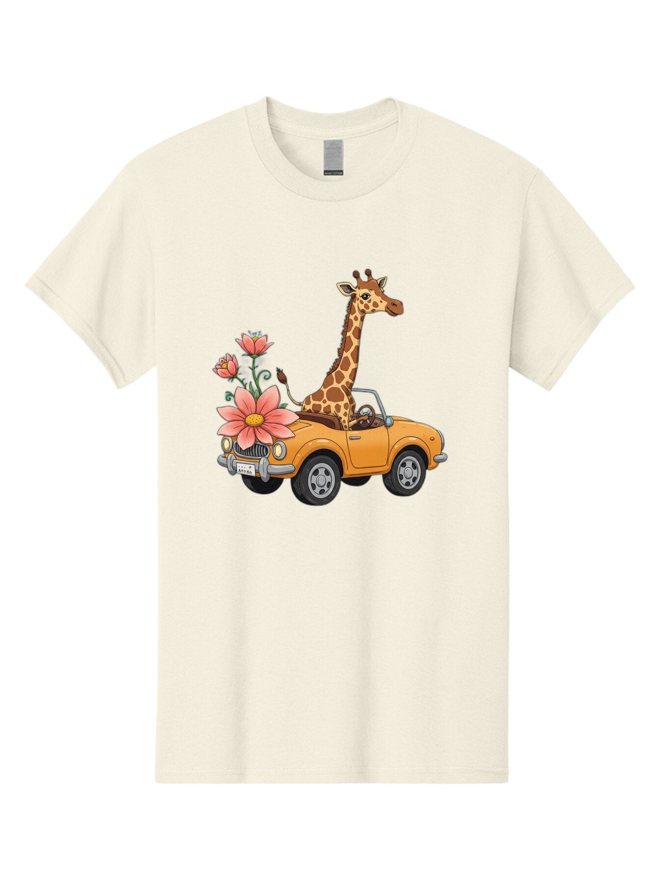 Giraffe-In-Convertible-2 Men'S Graphic Tee, 100% Cotton, Comfortable Casual Summer Wear, Machine Washable, Vintage Camera, Old Camera, Antique Camera, Black Camera, Classic Photography, Photography Equipment, Nostalgic Device, Film Camera, Baq897 4