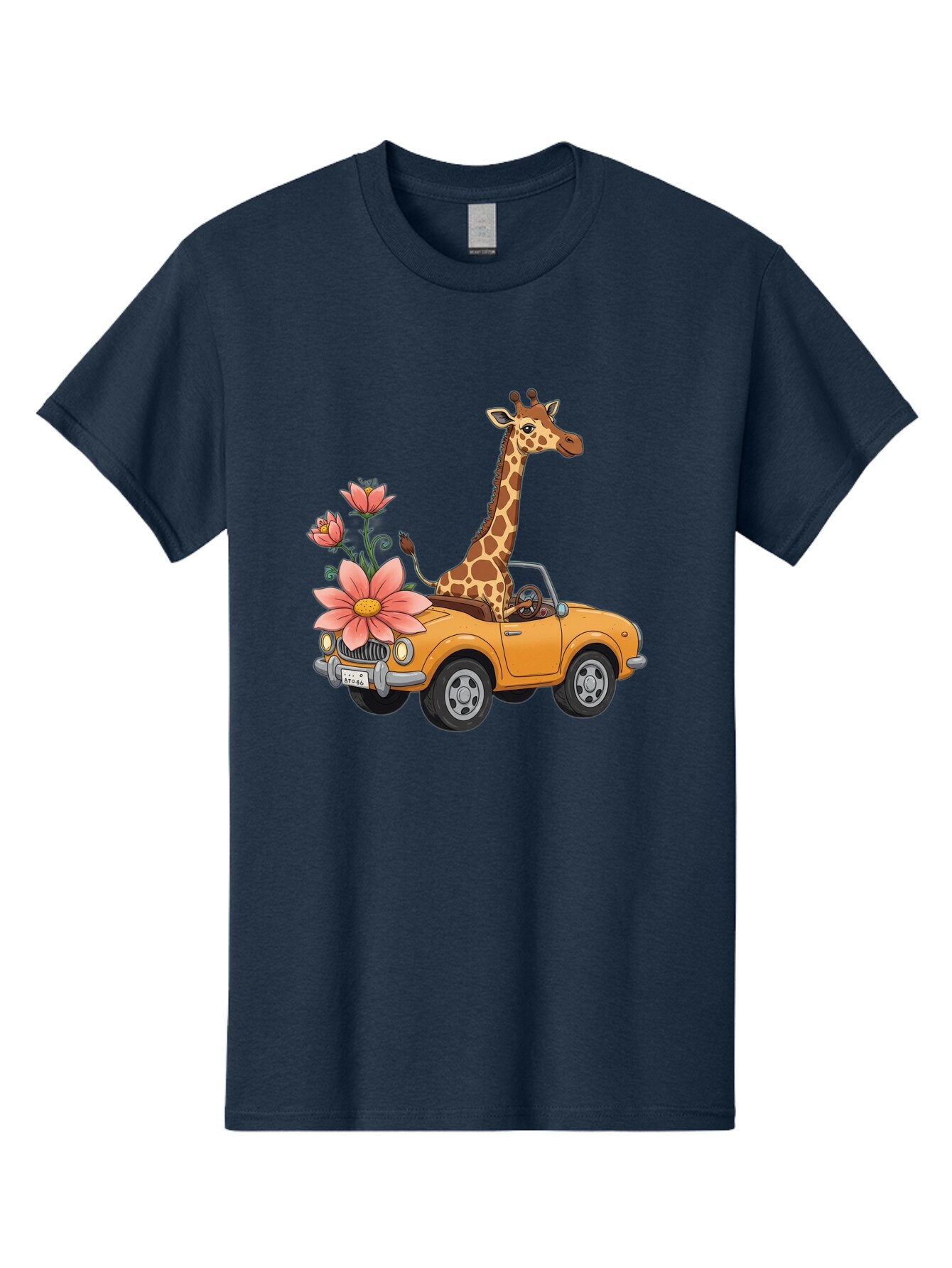 Giraffe-In-Convertible-2 Men'S Graphic Tee, 100% Cotton, Comfortable Casual Summer Wear, Machine Washable, Vintage Camera, Old Camera, Antique Camera, Black Camera, Classic Photography, Photography Equipment, Nostalgic Device, Film Camera, Baq897 5
