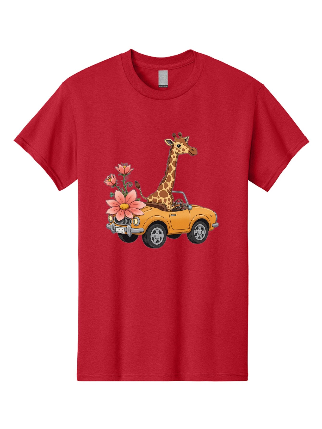 Giraffe-In-Convertible-2 Men'S Graphic Tee, 100% Cotton, Comfortable Casual Summer Wear, Machine Washable, Vintage Camera, Old Camera, Antique Camera, Black Camera, Classic Photography, Photography Equipment, Nostalgic Device, Film Camera, Baq897 6