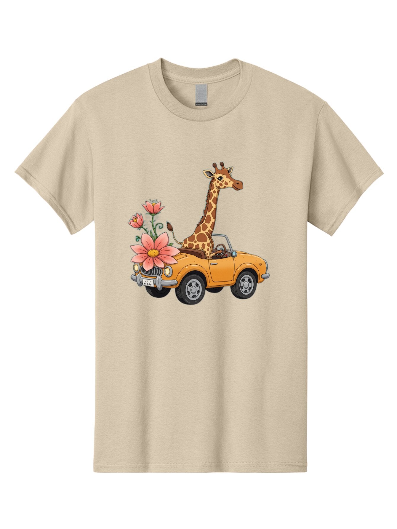 Giraffe-In-Convertible-2 Men'S Graphic Tee, 100% Cotton, Comfortable Casual Summer Wear, Machine Washable, Vintage Camera, Old Camera, Antique Camera, Black Camera, Classic Photography, Photography Equipment, Nostalgic Device, Film Camera, Baq897 14