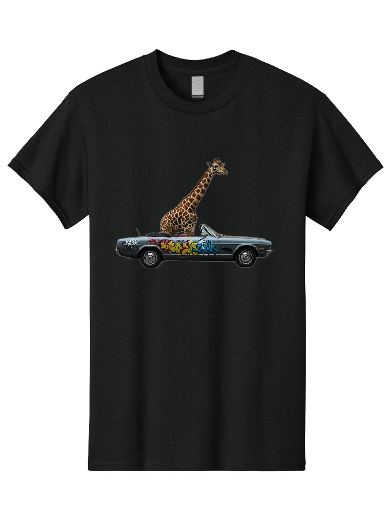 Giraffe-In-Convertible-3 Men'S Graphic Tee, 100% Cotton, Comfortable Casual Summer Wear, Machine Washable, Vintage Camera, Old Camera, Antique Camera, Black Camera, Classic Photography, Photography Equipment, Nostalgic Device, Film Camera, Baq898 5