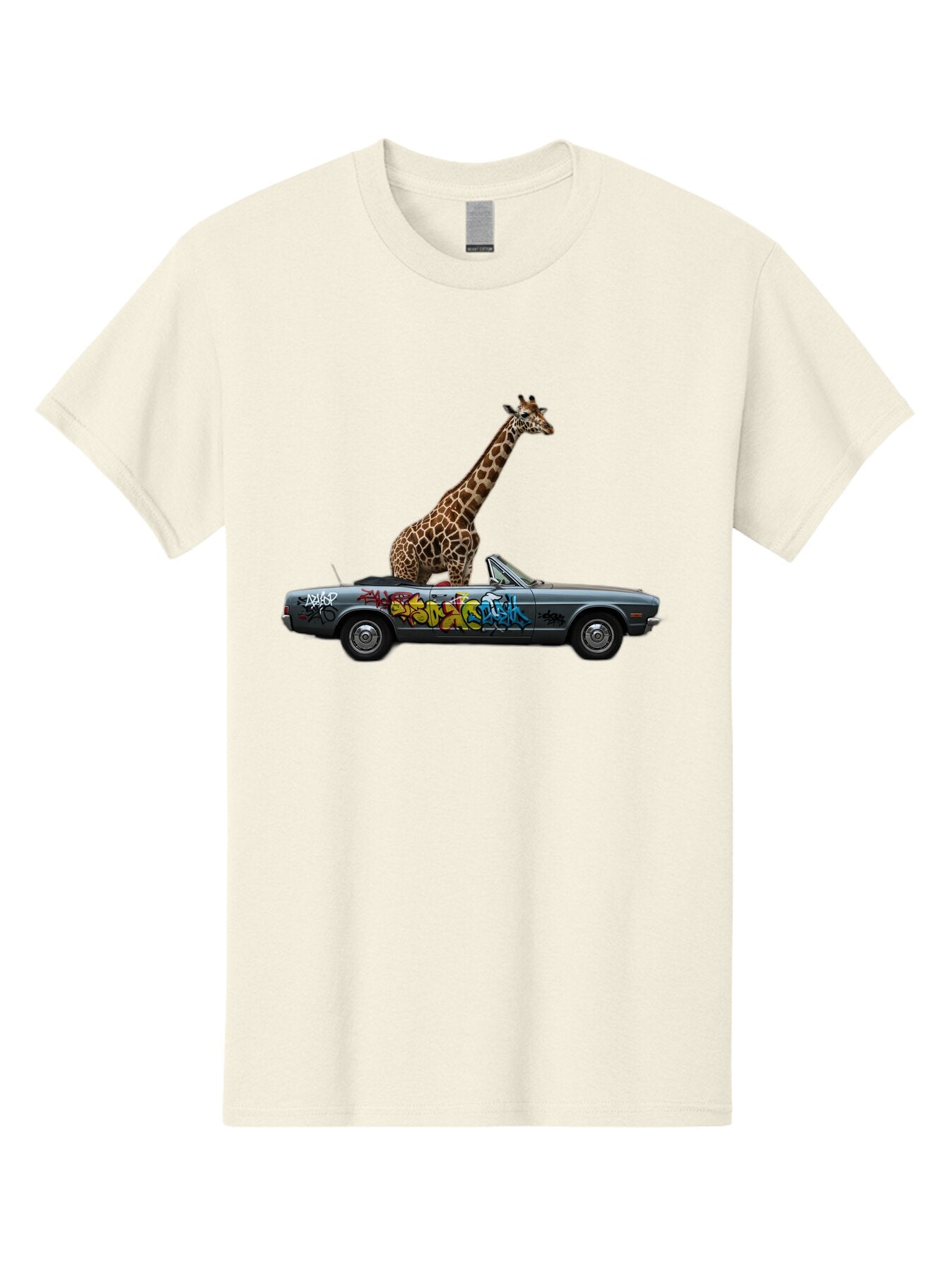 Giraffe-In-Convertible-3 Men'S Graphic Tee, 100% Cotton, Comfortable Casual Summer Wear, Machine Washable, Vintage Camera, Old Camera, Antique Camera, Black Camera, Classic Photography, Photography Equipment, Nostalgic Device, Film Camera, Baq898 11