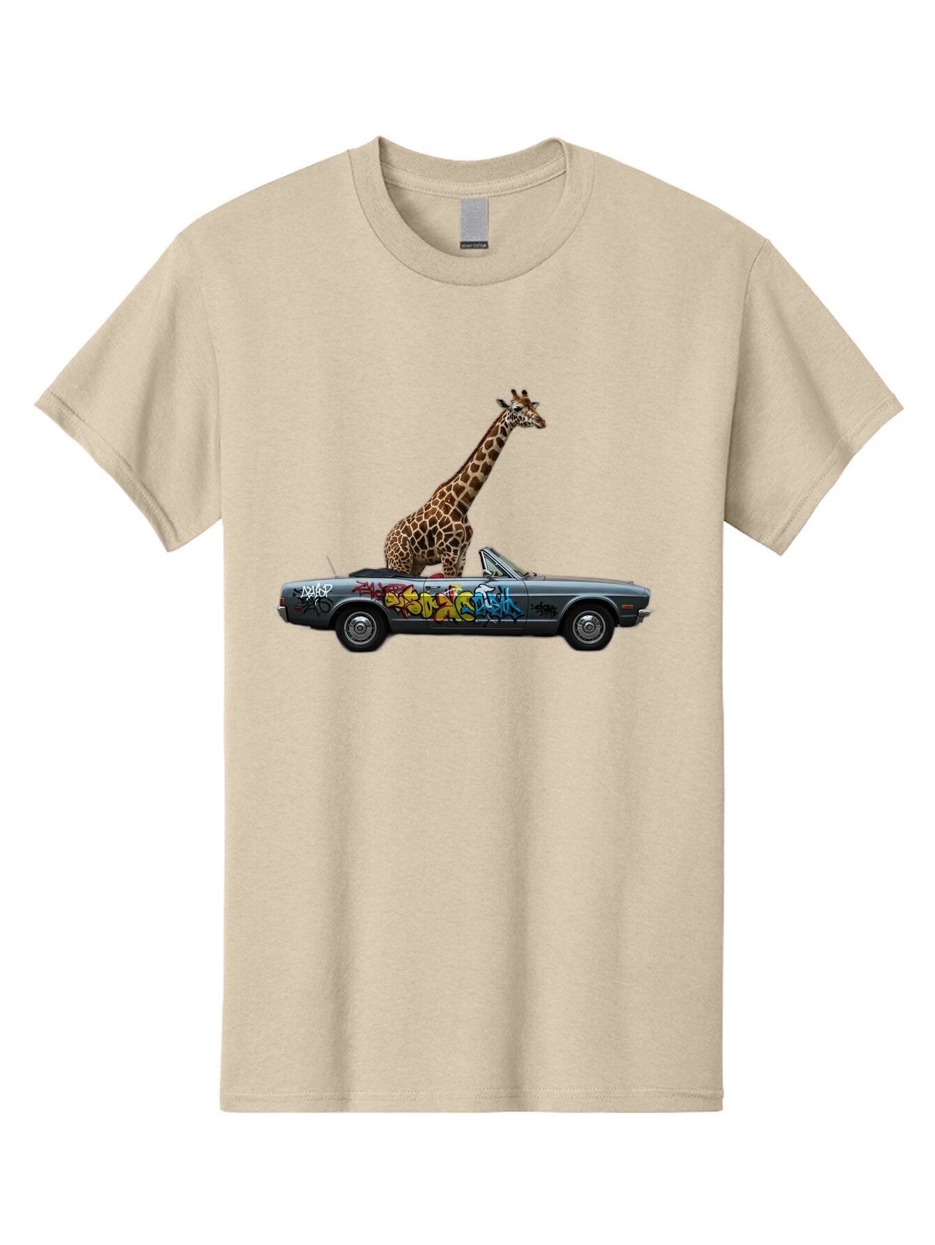 Giraffe-In-Convertible-3 Men'S Graphic Tee, 100% Cotton, Comfortable Casual Summer Wear, Machine Washable, Vintage Camera, Old Camera, Antique Camera, Black Camera, Classic Photography, Photography Equipment, Nostalgic Device, Film Camera, Baq898 14