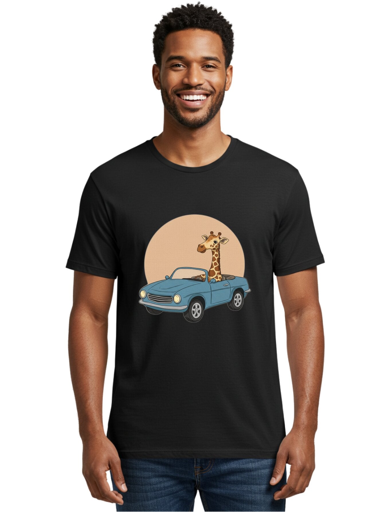 Giraffe-In-Convertible-4 Men'S Graphic Tee, 100% Cotton, Comfortable Casual Summer Wear, Machine Washable, Vintage Camera, Old Camera, Antique Camera, Black Camera, Classic Photography, Photography Equipment, Nostalgic Device, Film Camera, Baq899 19