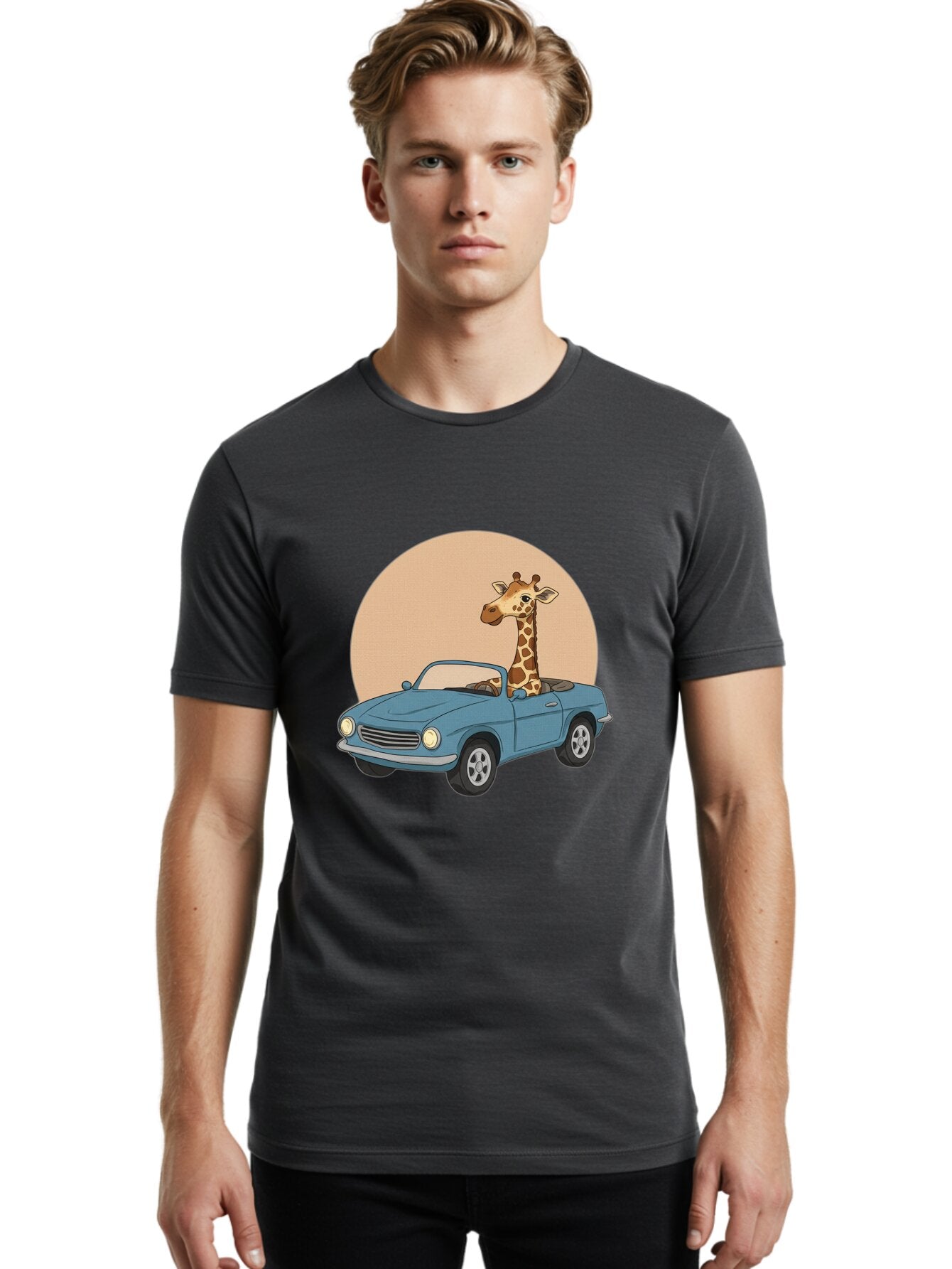 Giraffe-In-Convertible-4 Men'S Graphic Tee, 100% Cotton, Comfortable Casual Summer Wear, Machine Washable, Vintage Camera, Old Camera, Antique Camera, Black Camera, Classic Photography, Photography Equipment, Nostalgic Device, Film Camera, Baq899 17