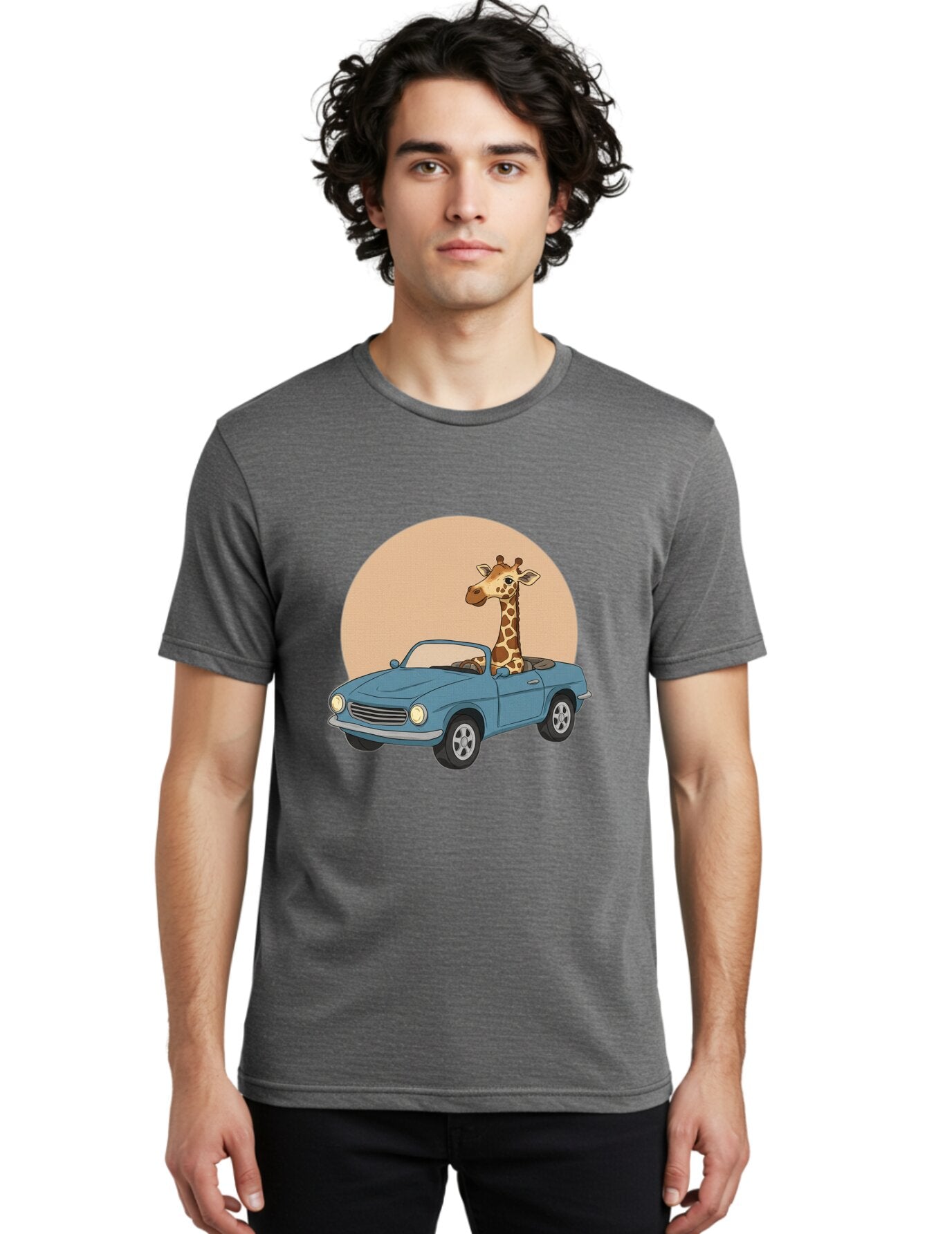 Giraffe-In-Convertible-4 Men'S Graphic Tee, 100% Cotton, Comfortable Casual Summer Wear, Machine Washable, Vintage Camera, Old Camera, Antique Camera, Black Camera, Classic Photography, Photography Equipment, Nostalgic Device, Film Camera, Baq899 25
