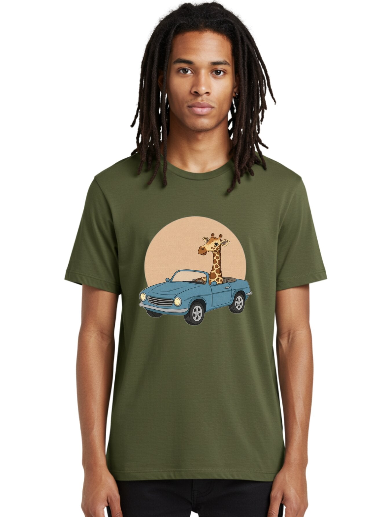 Giraffe-In-Convertible-4 Men'S Graphic Tee, 100% Cotton, Comfortable Casual Summer Wear, Machine Washable, Vintage Camera, Old Camera, Antique Camera, Black Camera, Classic Photography, Photography Equipment, Nostalgic Device, Film Camera, Baq899 29