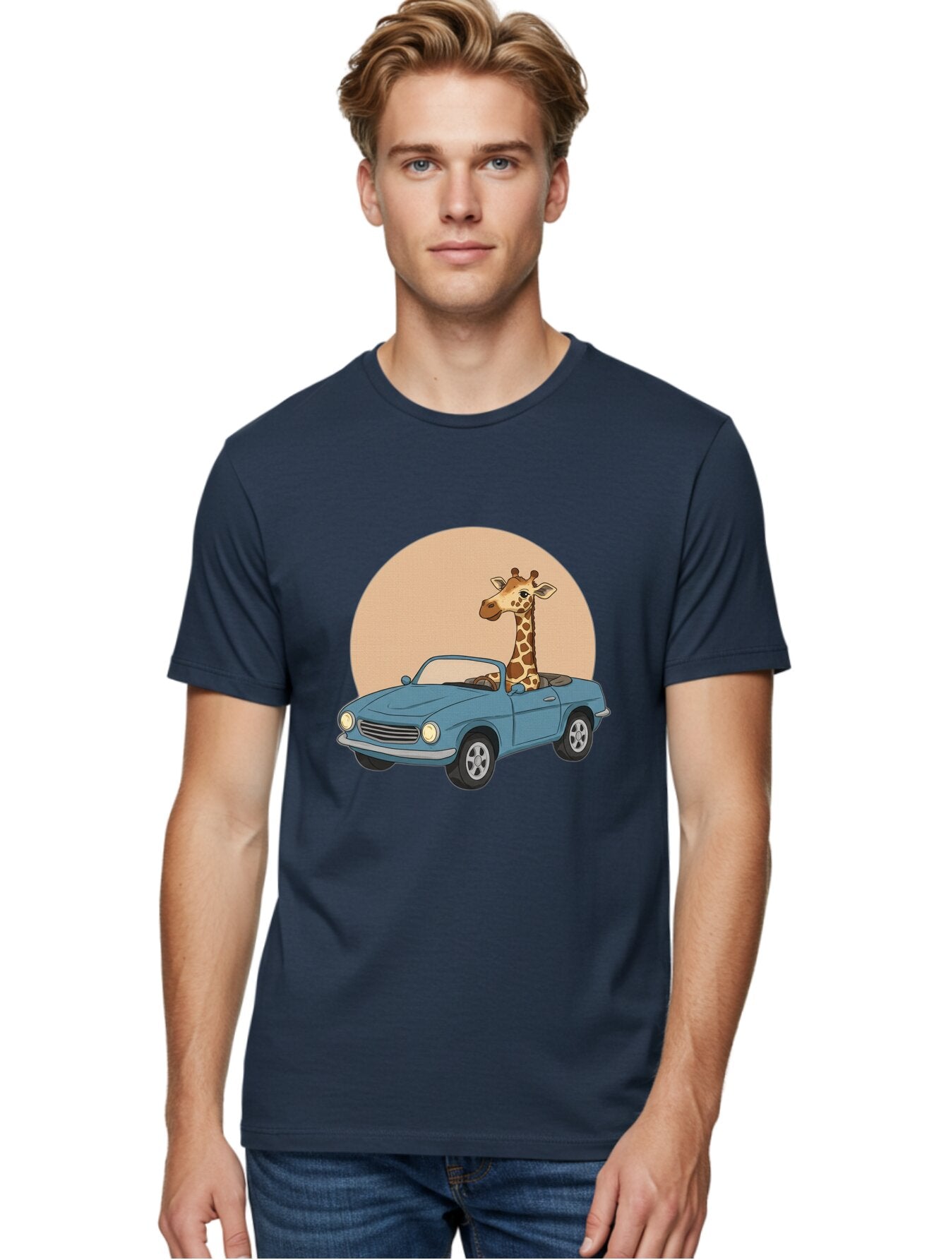 Giraffe-In-Convertible-4 Men'S Graphic Tee, 100% Cotton, Comfortable Casual Summer Wear, Machine Washable, Vintage Camera, Old Camera, Antique Camera, Black Camera, Classic Photography, Photography Equipment, Nostalgic Device, Film Camera, Baq899 26