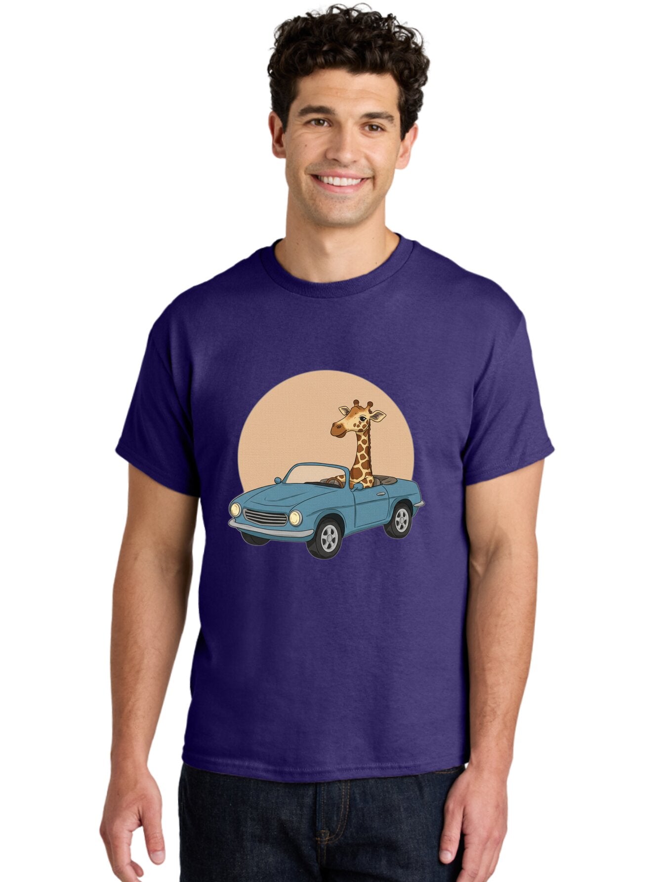 Giraffe-In-Convertible-4 Men'S Graphic Tee, 100% Cotton, Comfortable Casual Summer Wear, Machine Washable, Vintage Camera, Old Camera, Antique Camera, Black Camera, Classic Photography, Photography Equipment, Nostalgic Device, Film Camera, Baq899 16