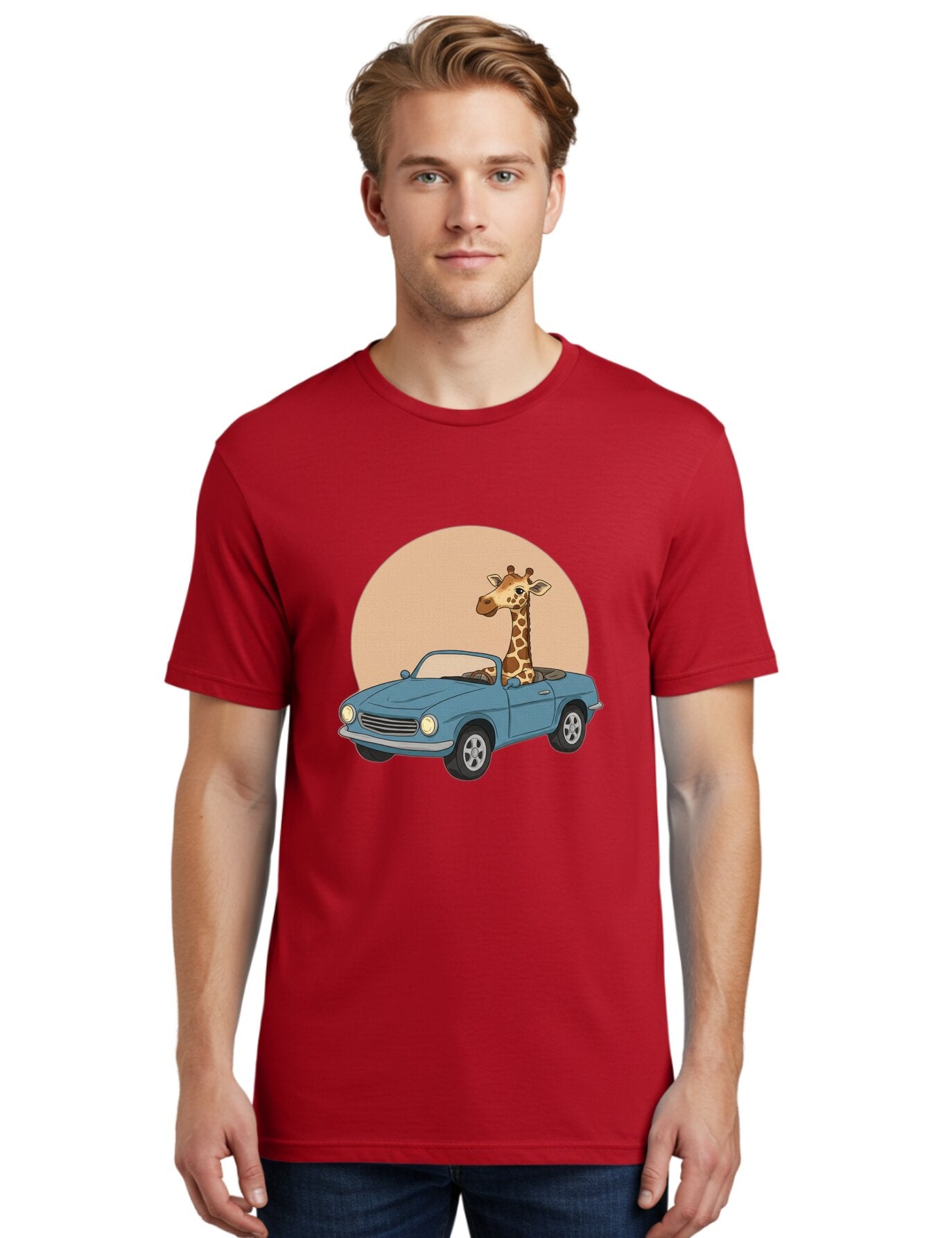 Giraffe-In-Convertible-4 Men'S Graphic Tee, 100% Cotton, Comfortable Casual Summer Wear, Machine Washable, Vintage Camera, Old Camera, Antique Camera, Black Camera, Classic Photography, Photography Equipment, Nostalgic Device, Film Camera, Baq899 24