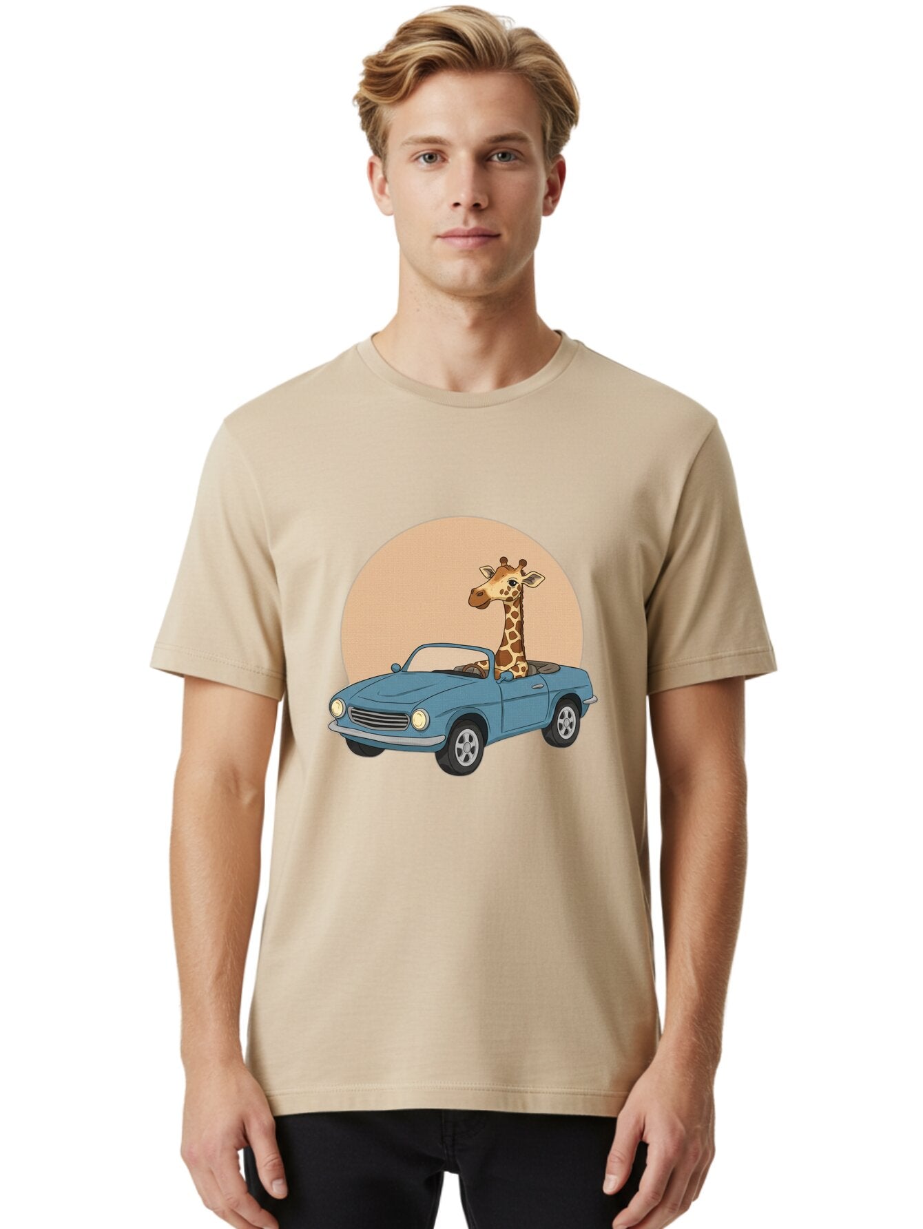 Giraffe-In-Convertible-4 Men'S Graphic Tee, 100% Cotton, Comfortable Casual Summer Wear, Machine Washable, Vintage Camera, Old Camera, Antique Camera, Black Camera, Classic Photography, Photography Equipment, Nostalgic Device, Film Camera, Baq899 18