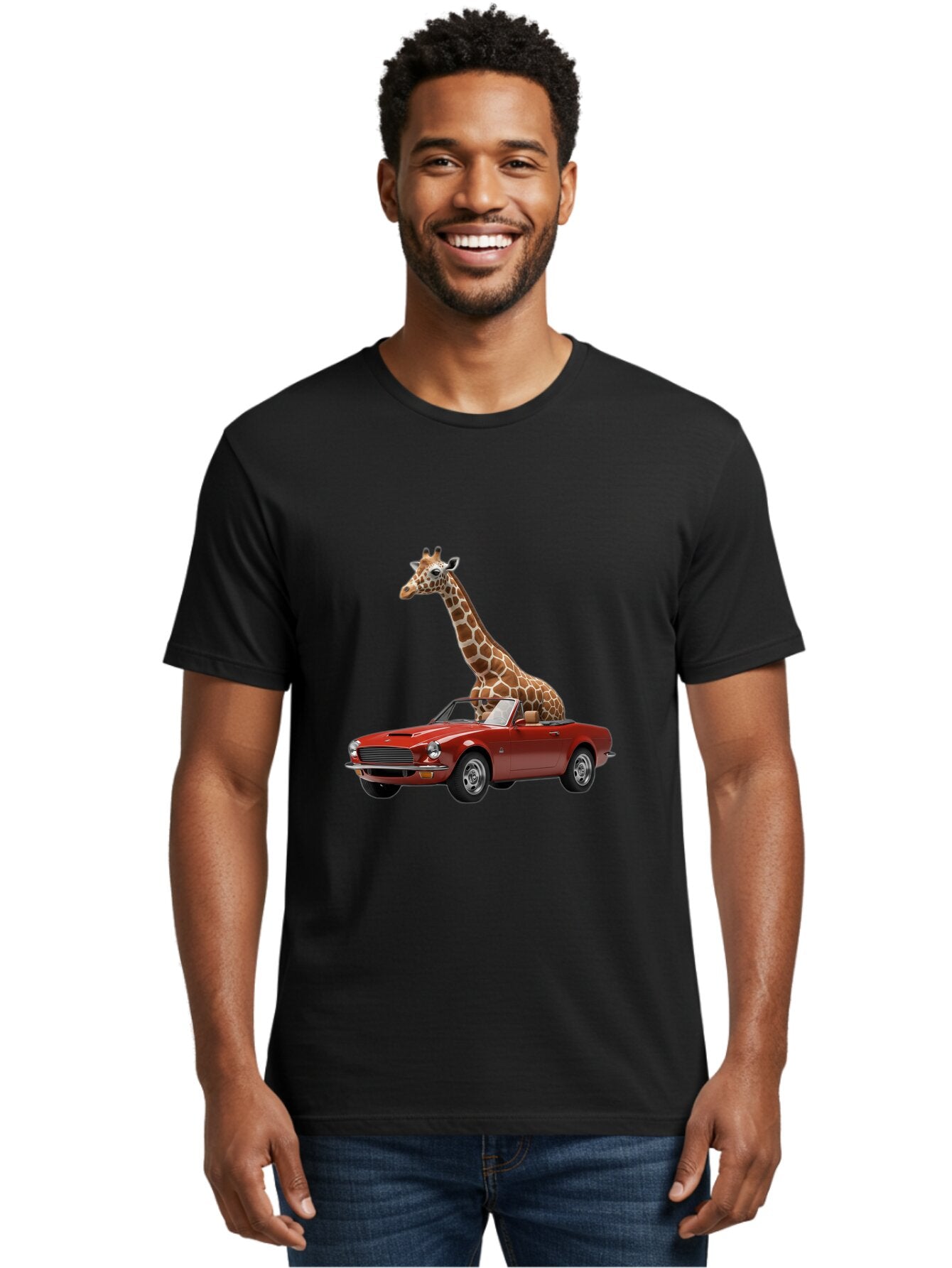 Giraffe-In-Red-Convertible Men'S Graphic Tee, 100% Cotton, Comfortable Casual Summer Wear, Machine Washable, Vintage Camera, Old Camera, Antique Camera, Black Camera, Classic Photography, Photography Equipment, Nostalgic Device, Film Camera, Baq903 20