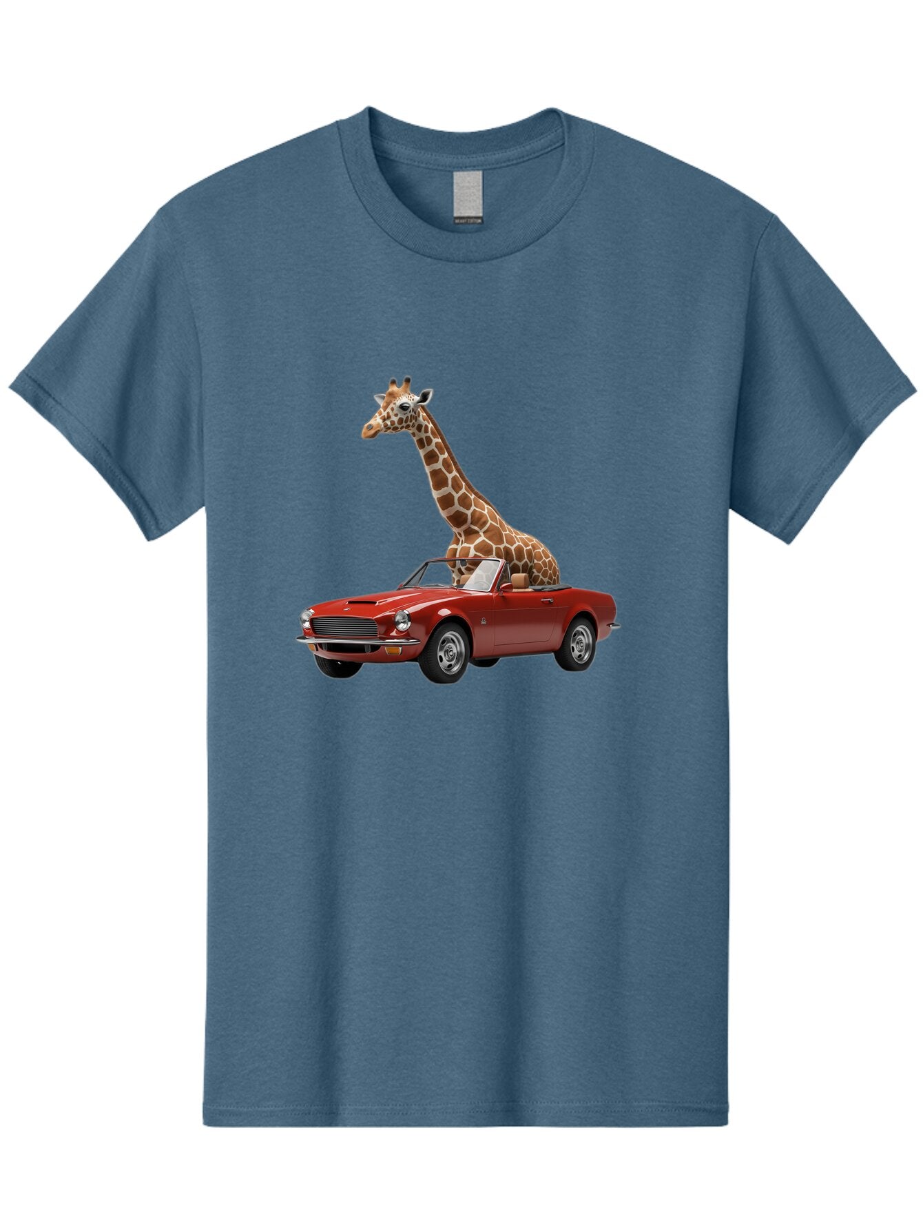 Giraffe-In-Red-Convertible Men'S Graphic Tee, 100% Cotton, Comfortable Casual Summer Wear, Machine Washable, Vintage Camera, Old Camera, Antique Camera, Black Camera, Classic Photography, Photography Equipment, Nostalgic Device, Film Camera, Baq903 9