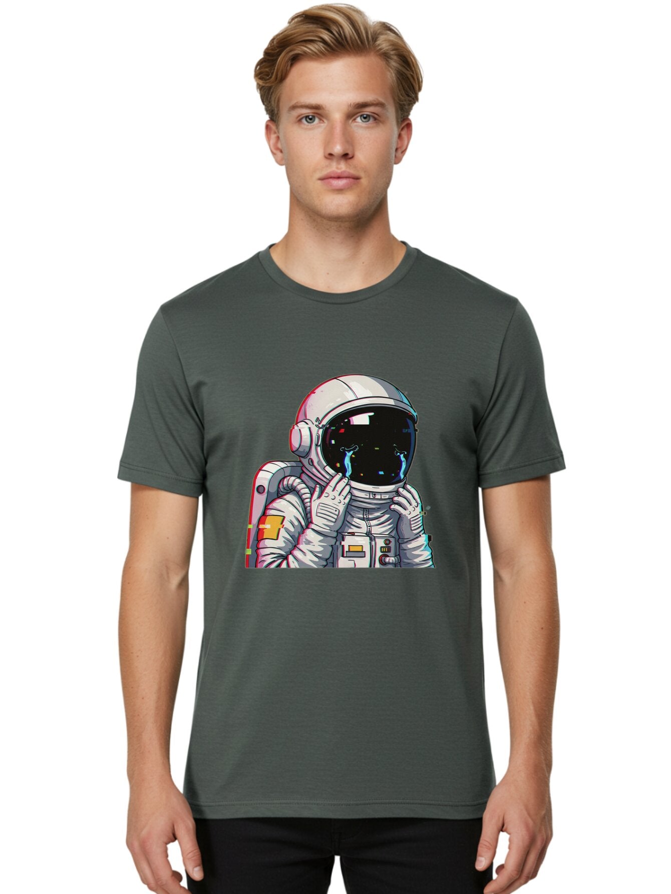 Glitching-Astronaut Men'S Graphic Tee, 100% Cotton, Comfortable Casual Summer Wear, Machine Washable, Vintage Camera, Old Camera, Antique Camera, Black Camera, Classic Photography, Photography Equipment, Nostalgic Device, Film Camera, Baq906 18