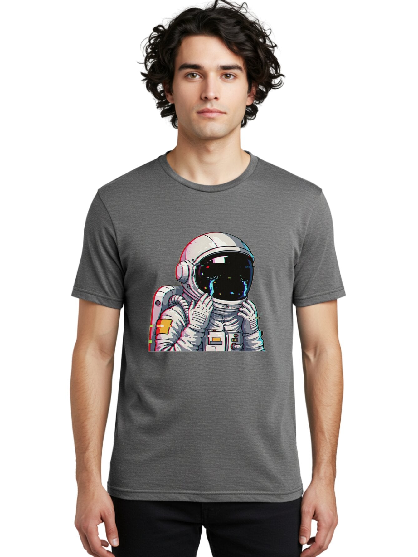 Glitching-Astronaut Men'S Graphic Tee, 100% Cotton, Comfortable Casual Summer Wear, Machine Washable, Vintage Camera, Old Camera, Antique Camera, Black Camera, Classic Photography, Photography Equipment, Nostalgic Device, Film Camera, Baq906 30