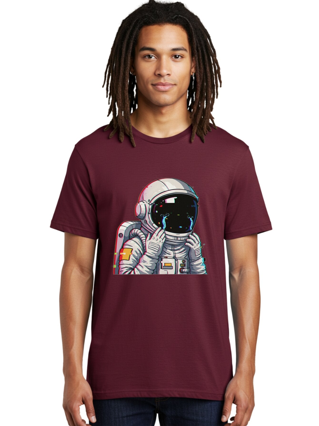 Glitching-Astronaut Men'S Graphic Tee, 100% Cotton, Comfortable Casual Summer Wear, Machine Washable, Vintage Camera, Old Camera, Antique Camera, Black Camera, Classic Photography, Photography Equipment, Nostalgic Device, Film Camera, Baq906 29