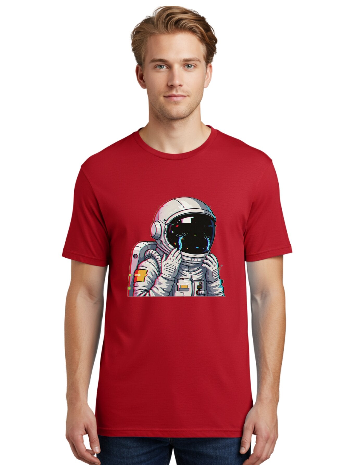 Glitching-Astronaut Men'S Graphic Tee, 100% Cotton, Comfortable Casual Summer Wear, Machine Washable, Vintage Camera, Old Camera, Antique Camera, Black Camera, Classic Photography, Photography Equipment, Nostalgic Device, Film Camera, Baq906 19