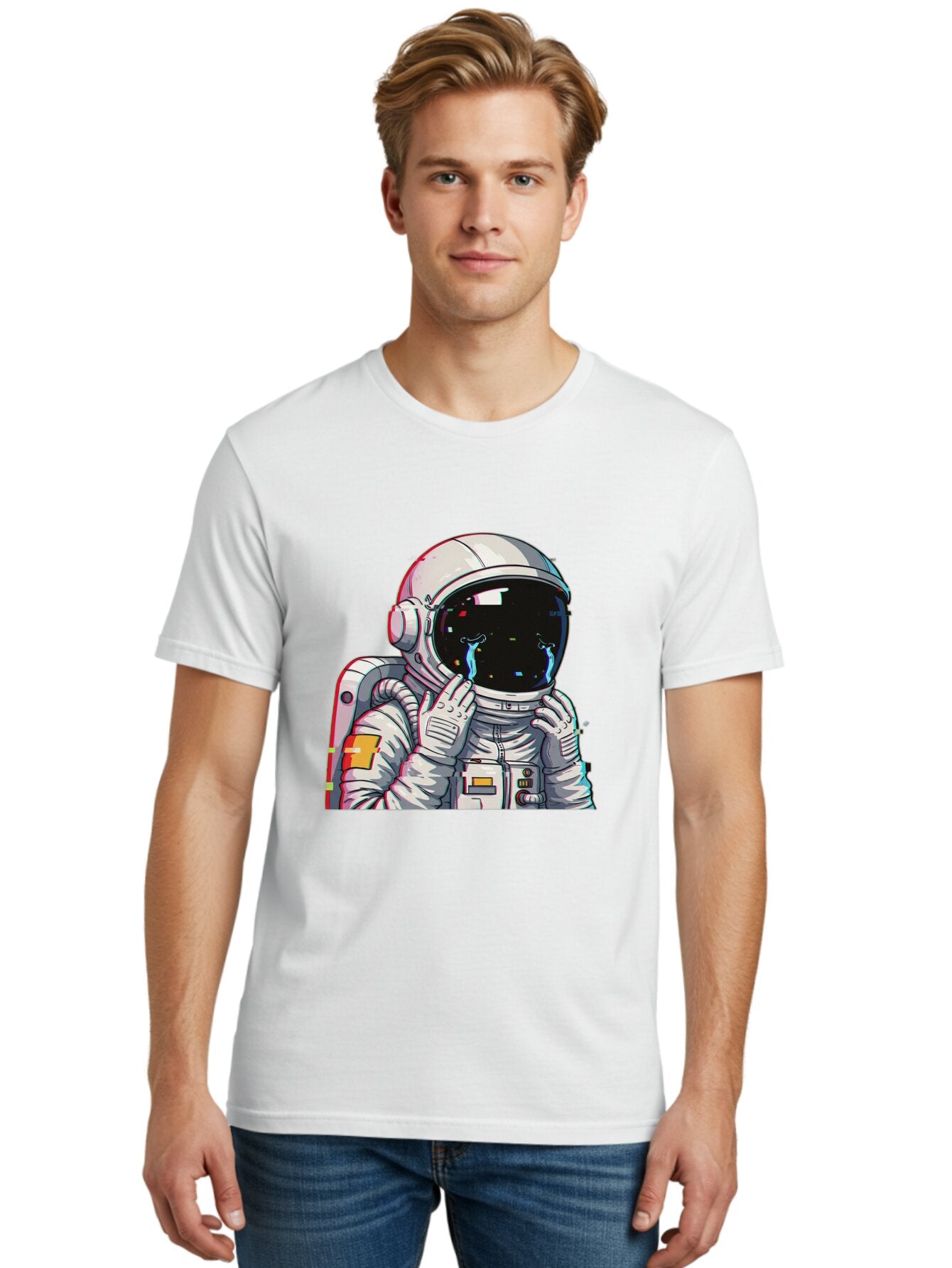 Glitching-Astronaut Men'S Graphic Tee, 100% Cotton, Comfortable Casual Summer Wear, Machine Washable, Vintage Camera, Old Camera, Antique Camera, Black Camera, Classic Photography, Photography Equipment, Nostalgic Device, Film Camera, Baq906 21