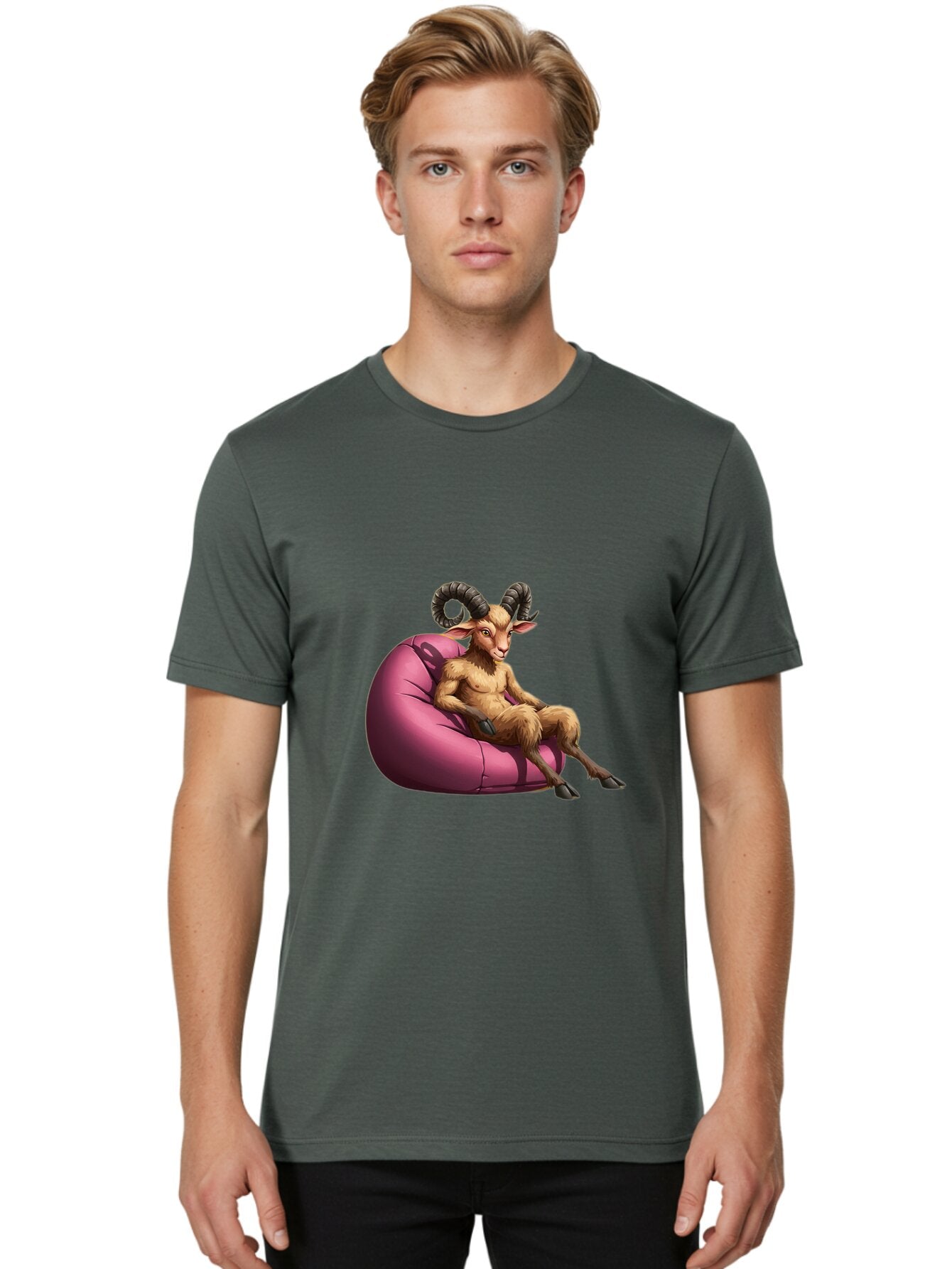 Goat-Person-On-Bean-Bag Men'S Graphic Tee, 100% Cotton, Comfortable Casual Summer Wear, Machine Washable, Vintage Camera, Old Camera, Antique Camera, Black Camera, Classic Photography, Photography Equipment, Nostalgic Device, Film Camera, Baq909 30