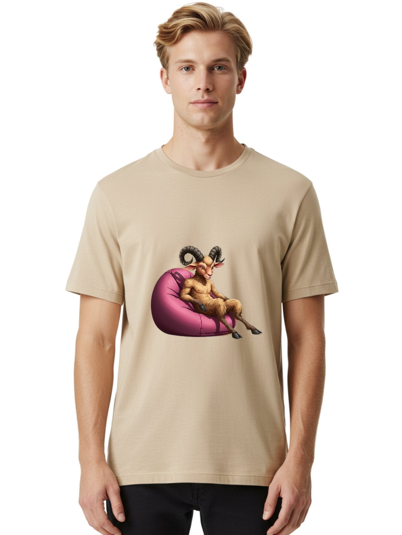 Goat-Person-On-Bean-Bag Men'S Graphic Tee, 100% Cotton, Comfortable Casual Summer Wear, Machine Washable, Vintage Camera, Old Camera, Antique Camera, Black Camera, Classic Photography, Photography Equipment, Nostalgic Device, Film Camera, Baq909 21