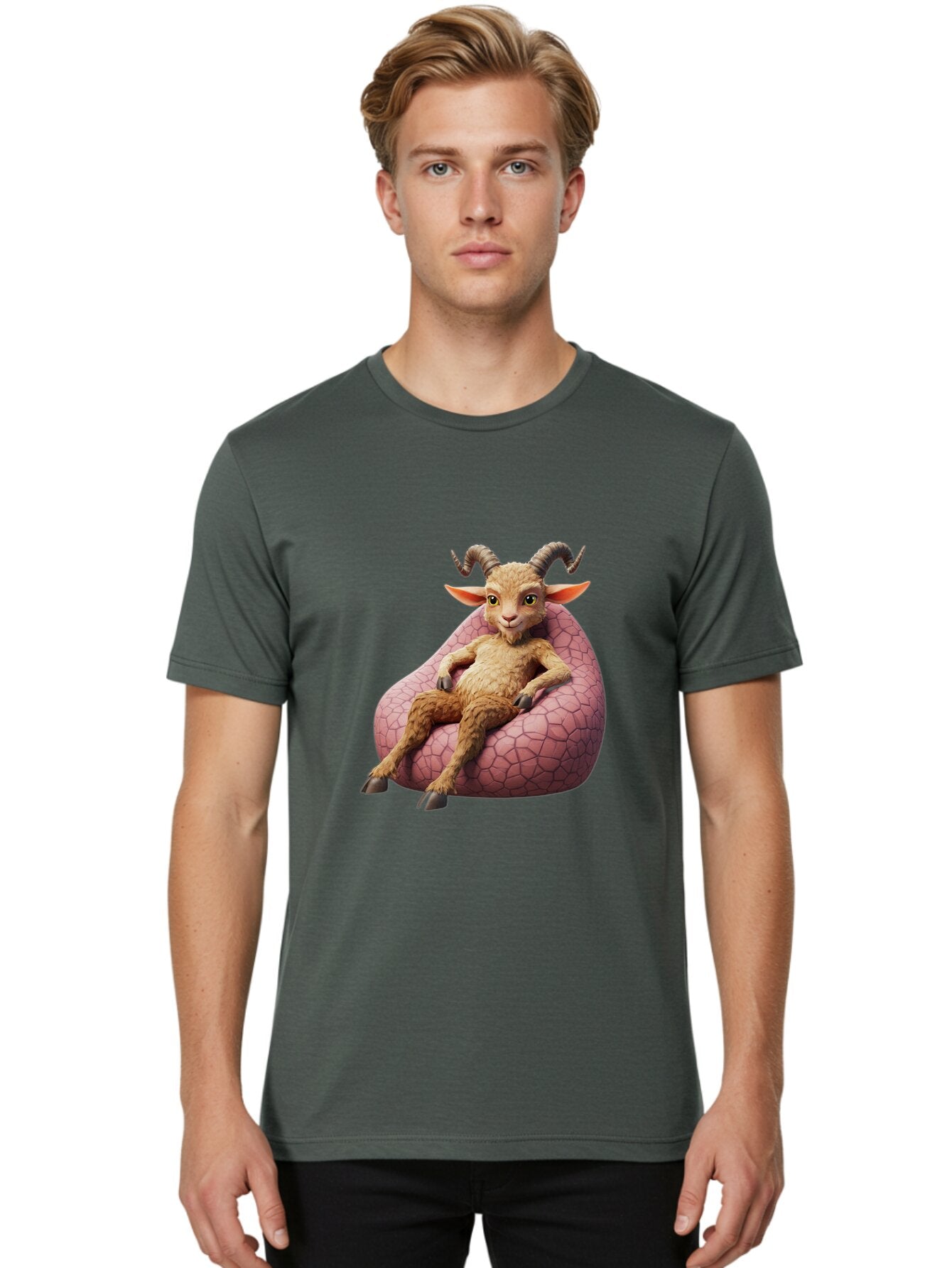 Goat-Relaxing-On-Bean-Bag Men'S Graphic Tee, 100% Cotton, Comfortable Casual Summer Wear, Machine Washable, Vintage Camera, Old Camera, Antique Camera, Black Camera, Classic Photography, Photography Equipment, Nostalgic Device, Film Camera, Baq910 25