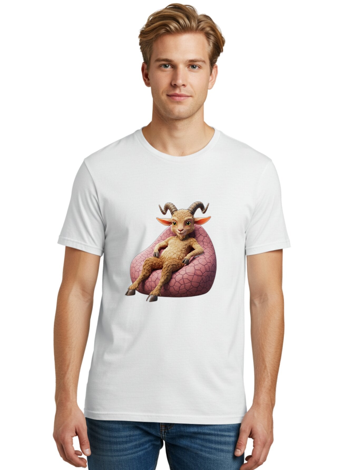 Goat-Relaxing-On-Bean-Bag Men'S Graphic Tee, 100% Cotton, Comfortable Casual Summer Wear, Machine Washable, Vintage Camera, Old Camera, Antique Camera, Black Camera, Classic Photography, Photography Equipment, Nostalgic Device, Film Camera, Baq910 17