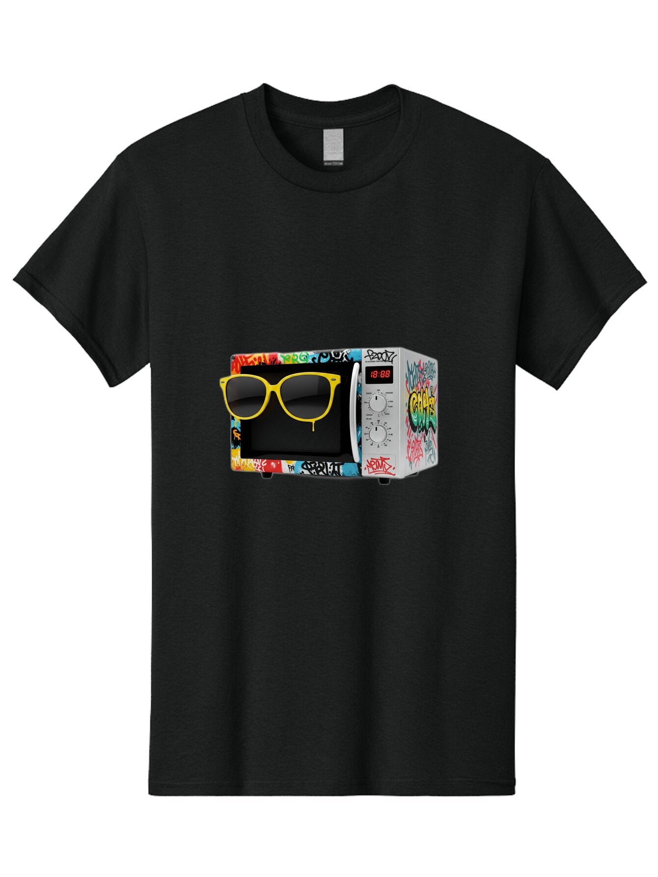 Graffiti-Microwave Men'S Graphic Tee, 100% Cotton, Comfortable Casual Summer Wear, Machine Washable, Vintage Camera, Old Camera, Antique Camera, Black Camera, Classic Photography, Photography Equipment, Nostalgic Device, Film Camera, Baq914 1