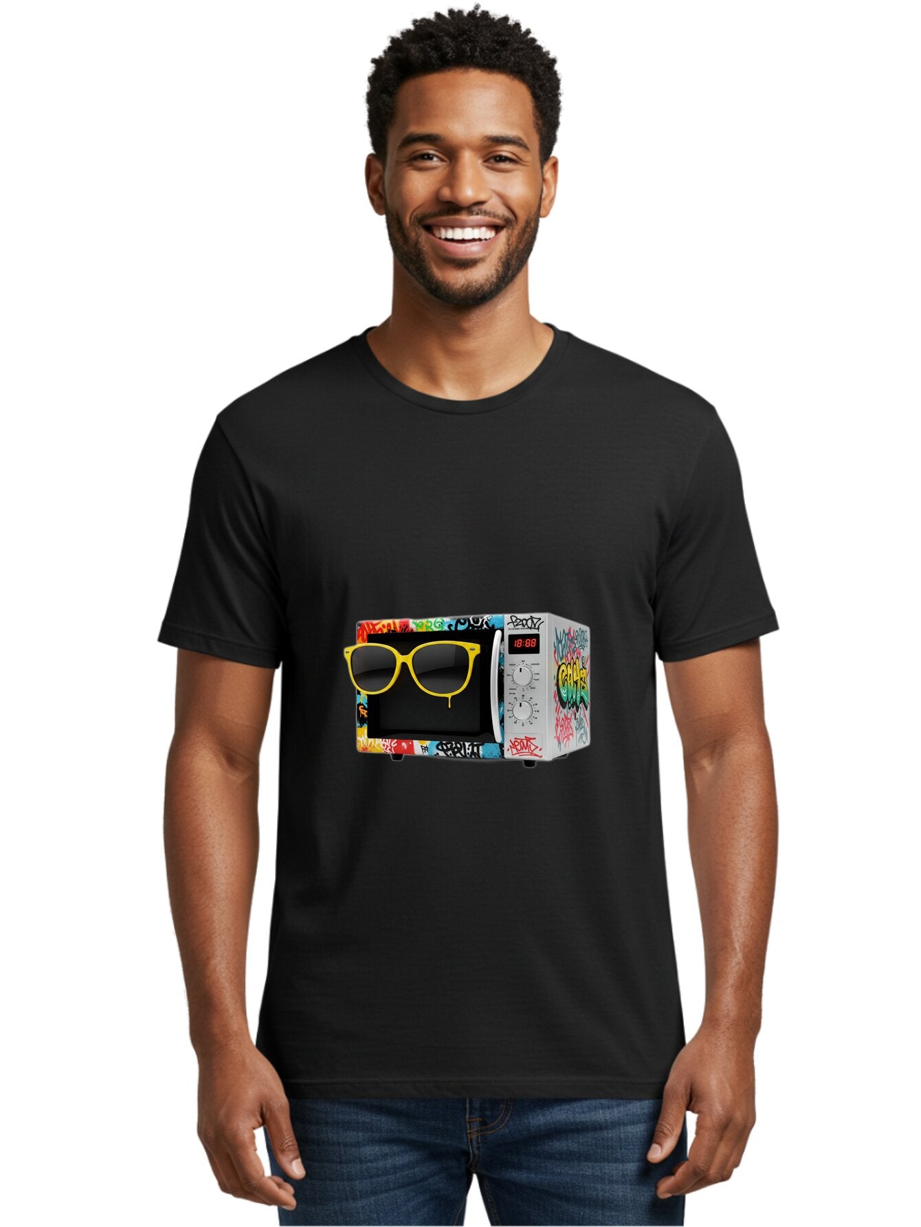 Graffiti-Microwave Men'S Graphic Tee, 100% Cotton, Comfortable Casual Summer Wear, Machine Washable, Vintage Camera, Old Camera, Antique Camera, Black Camera, Classic Photography, Photography Equipment, Nostalgic Device, Film Camera, Baq914 19