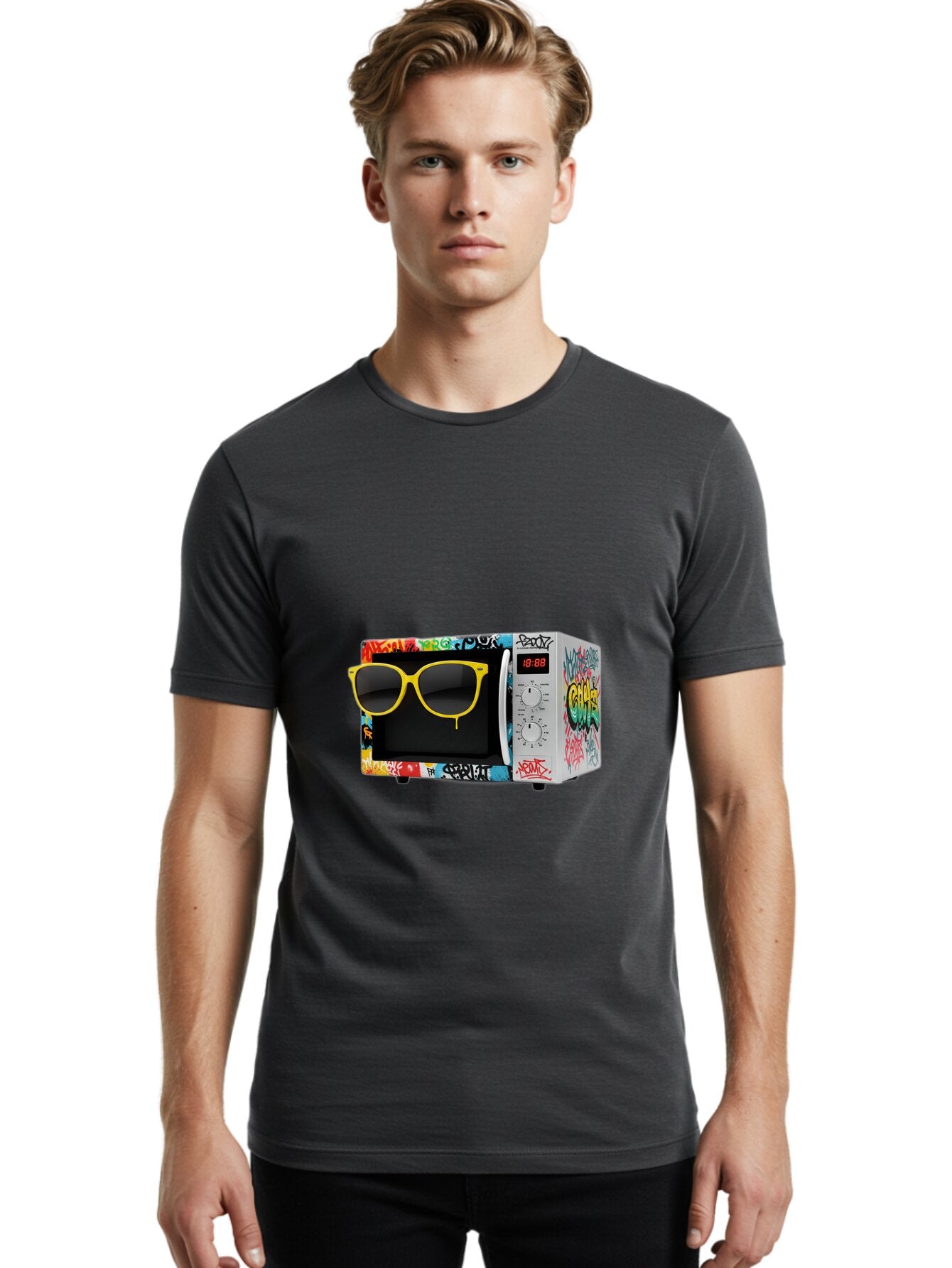 Graffiti-Microwave Men'S Graphic Tee, 100% Cotton, Comfortable Casual Summer Wear, Machine Washable, Vintage Camera, Old Camera, Antique Camera, Black Camera, Classic Photography, Photography Equipment, Nostalgic Device, Film Camera, Baq914 18