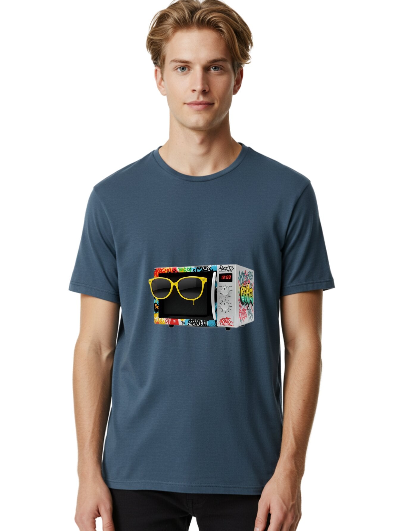 Graffiti-Microwave Men'S Graphic Tee, 100% Cotton, Comfortable Casual Summer Wear, Machine Washable, Vintage Camera, Old Camera, Antique Camera, Black Camera, Classic Photography, Photography Equipment, Nostalgic Device, Film Camera, Baq914 17