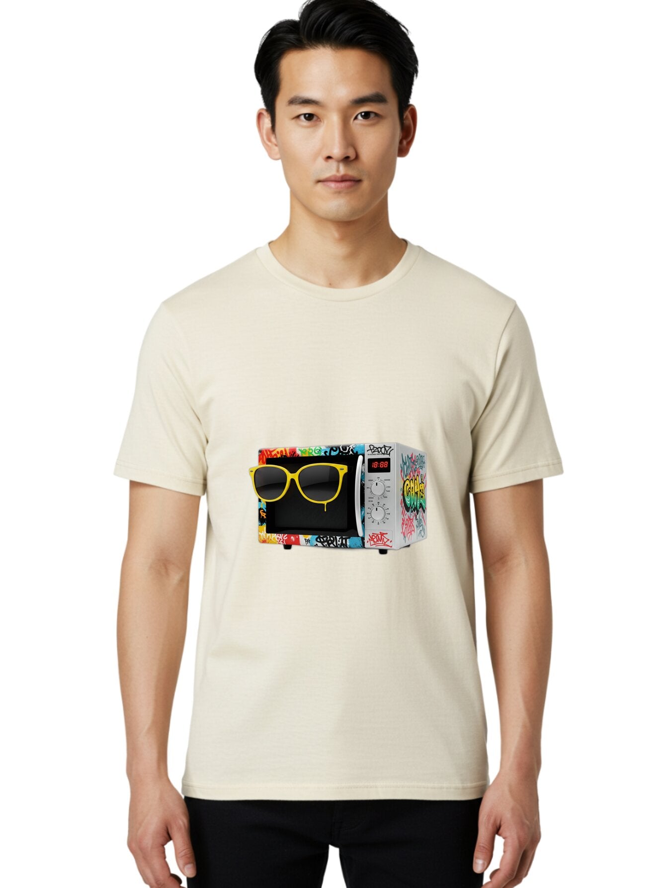 Graffiti-Microwave Men'S Graphic Tee, 100% Cotton, Comfortable Casual Summer Wear, Machine Washable, Vintage Camera, Old Camera, Antique Camera, Black Camera, Classic Photography, Photography Equipment, Nostalgic Device, Film Camera, Baq914 27