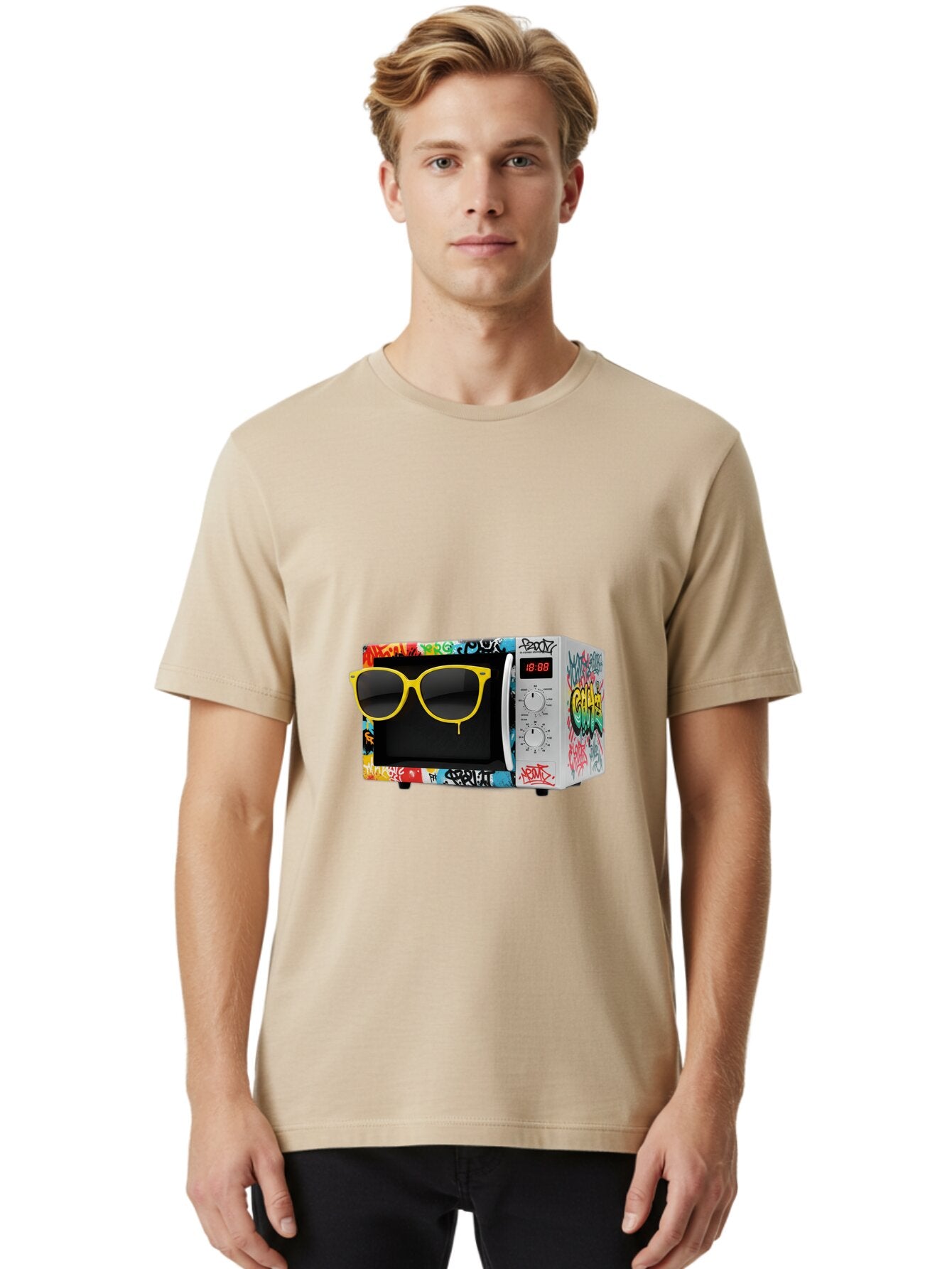 Graffiti-Microwave Men'S Graphic Tee, 100% Cotton, Comfortable Casual Summer Wear, Machine Washable, Vintage Camera, Old Camera, Antique Camera, Black Camera, Classic Photography, Photography Equipment, Nostalgic Device, Film Camera, Baq914 20