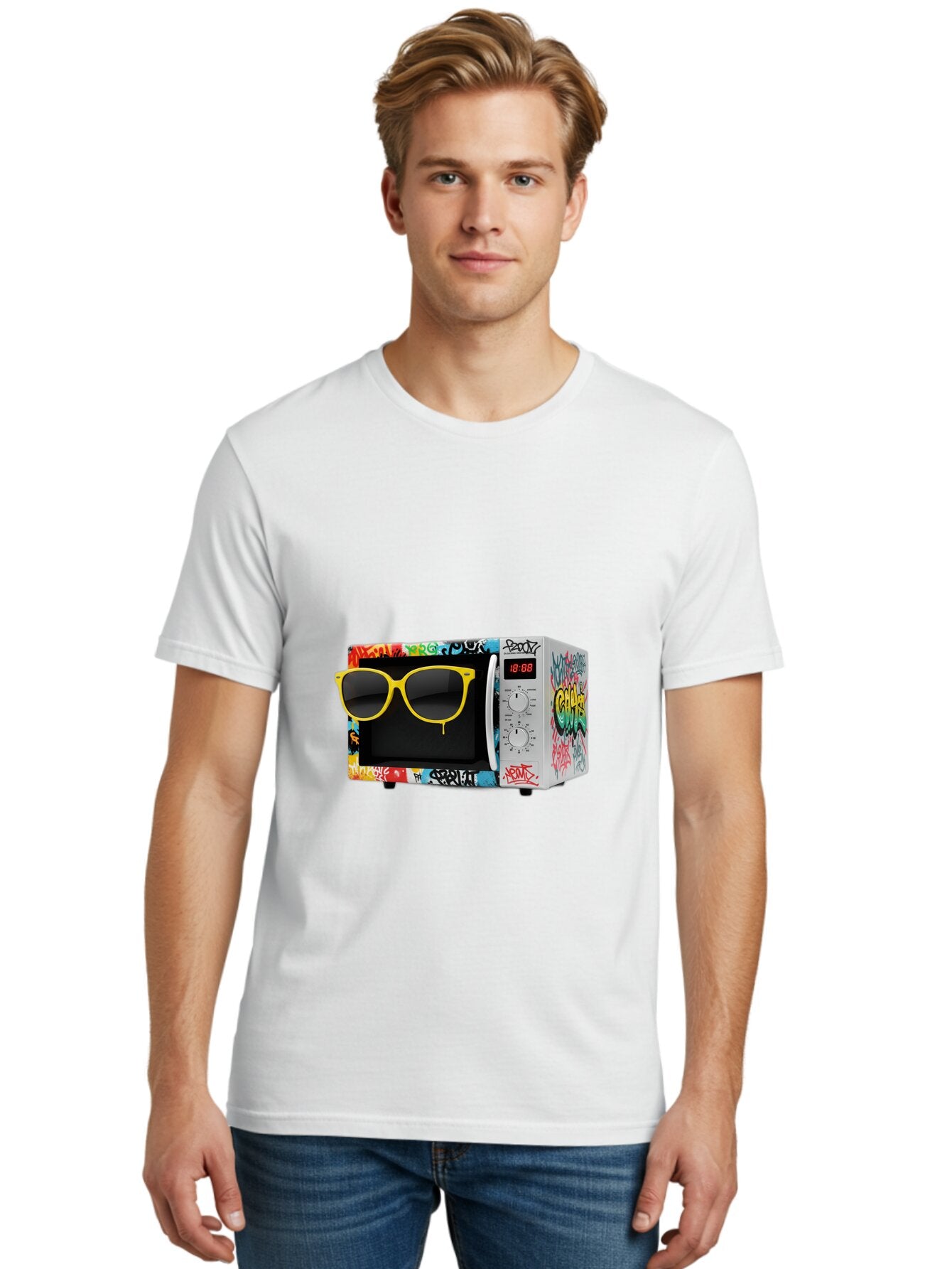 Graffiti-Microwave Men'S Graphic Tee, 100% Cotton, Comfortable Casual Summer Wear, Machine Washable, Vintage Camera, Old Camera, Antique Camera, Black Camera, Classic Photography, Photography Equipment, Nostalgic Device, Film Camera, Baq914 21