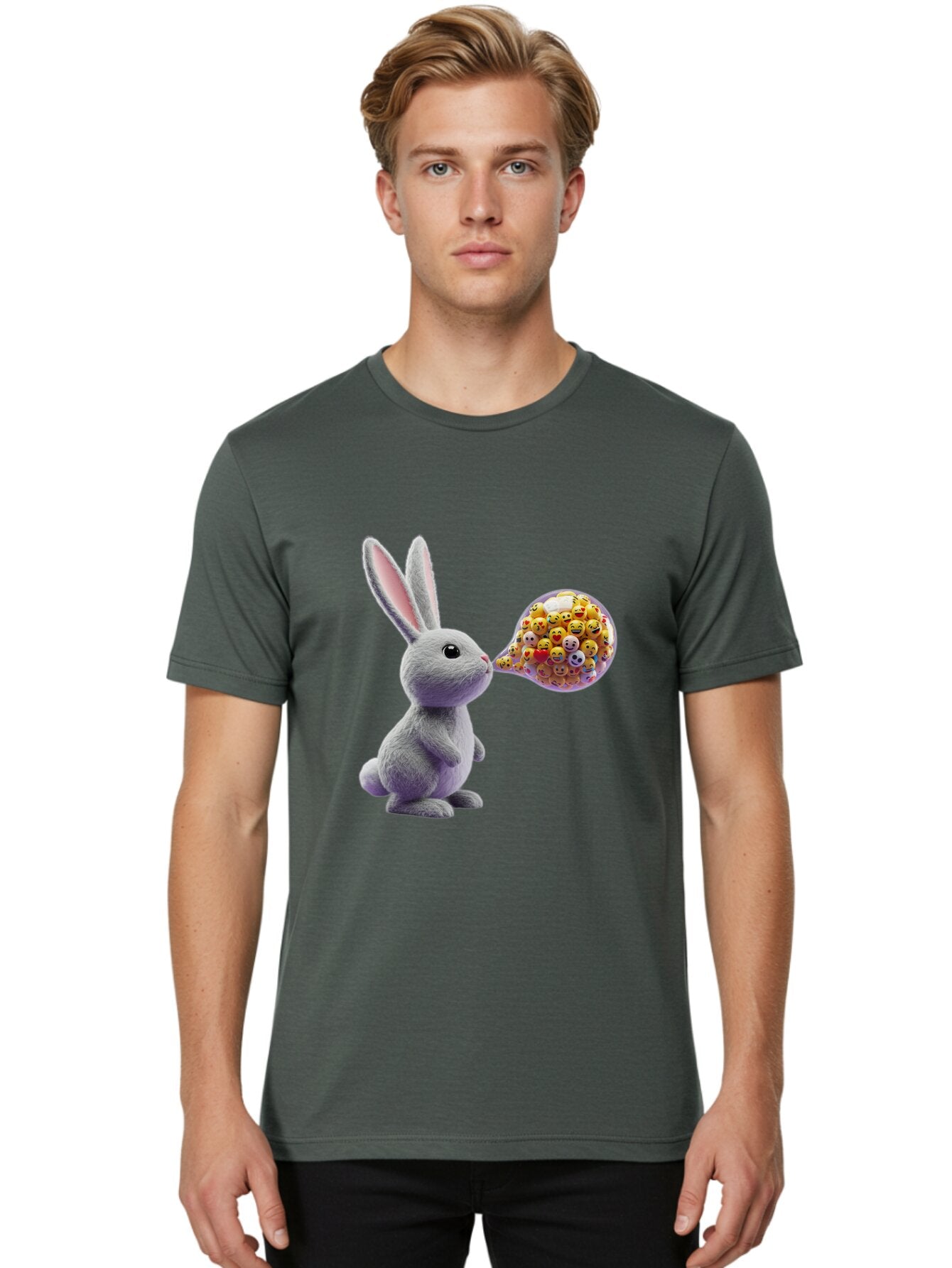 Gray-Bunny-Emoji-Cloud Men'S Graphic Tee, 100% Cotton, Comfortable Casual Summer Wear, Machine Washable, Vintage Camera, Old Camera, Antique Camera, Black Camera, Classic Photography, Photography Equipment, Nostalgic Device, Film Camera, Baq915 25