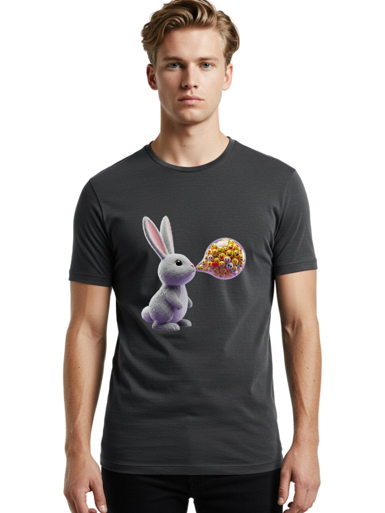 Gray-Bunny-Emoji-Cloud Men'S Graphic Tee, 100% Cotton, Comfortable Casual Summer Wear, Machine Washable, Vintage Camera, Old Camera, Antique Camera, Black Camera, Classic Photography, Photography Equipment, Nostalgic Device, Film Camera, Baq915 16