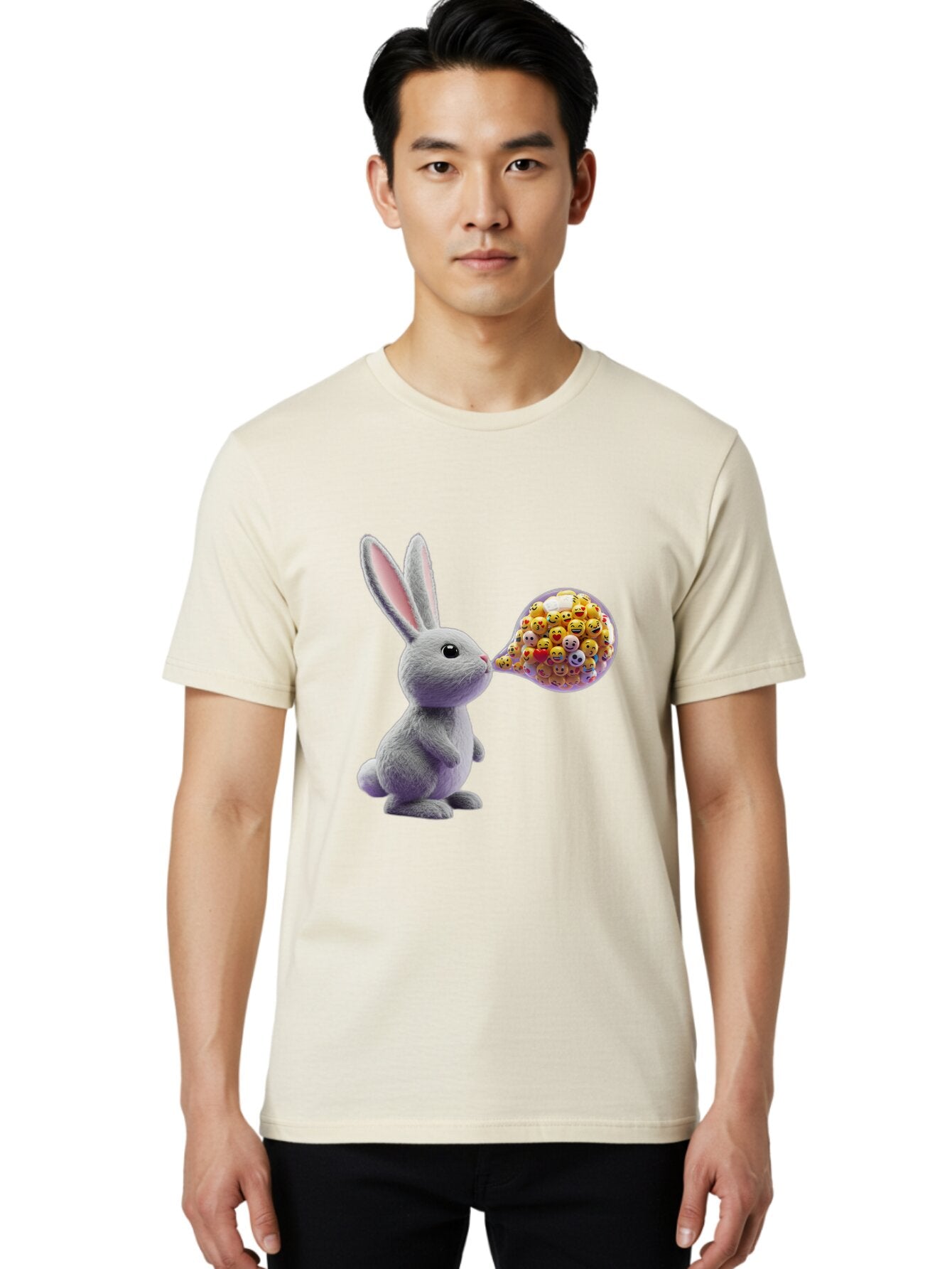 Gray-Bunny-Emoji-Cloud Men'S Graphic Tee, 100% Cotton, Comfortable Casual Summer Wear, Machine Washable, Vintage Camera, Old Camera, Antique Camera, Black Camera, Classic Photography, Photography Equipment, Nostalgic Device, Film Camera, Baq915 20