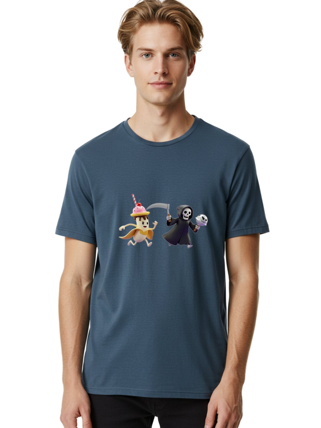 Grim-Reaper-Ice-Cream Men'S Graphic Tee, 100% Cotton, Comfortable Casual Summer Wear, Machine Washable, Vintage Camera, Old Camera, Antique Camera, Black Camera, Classic Photography, Photography Equipment, Nostalgic Device, Film Camera, Baq918 24
