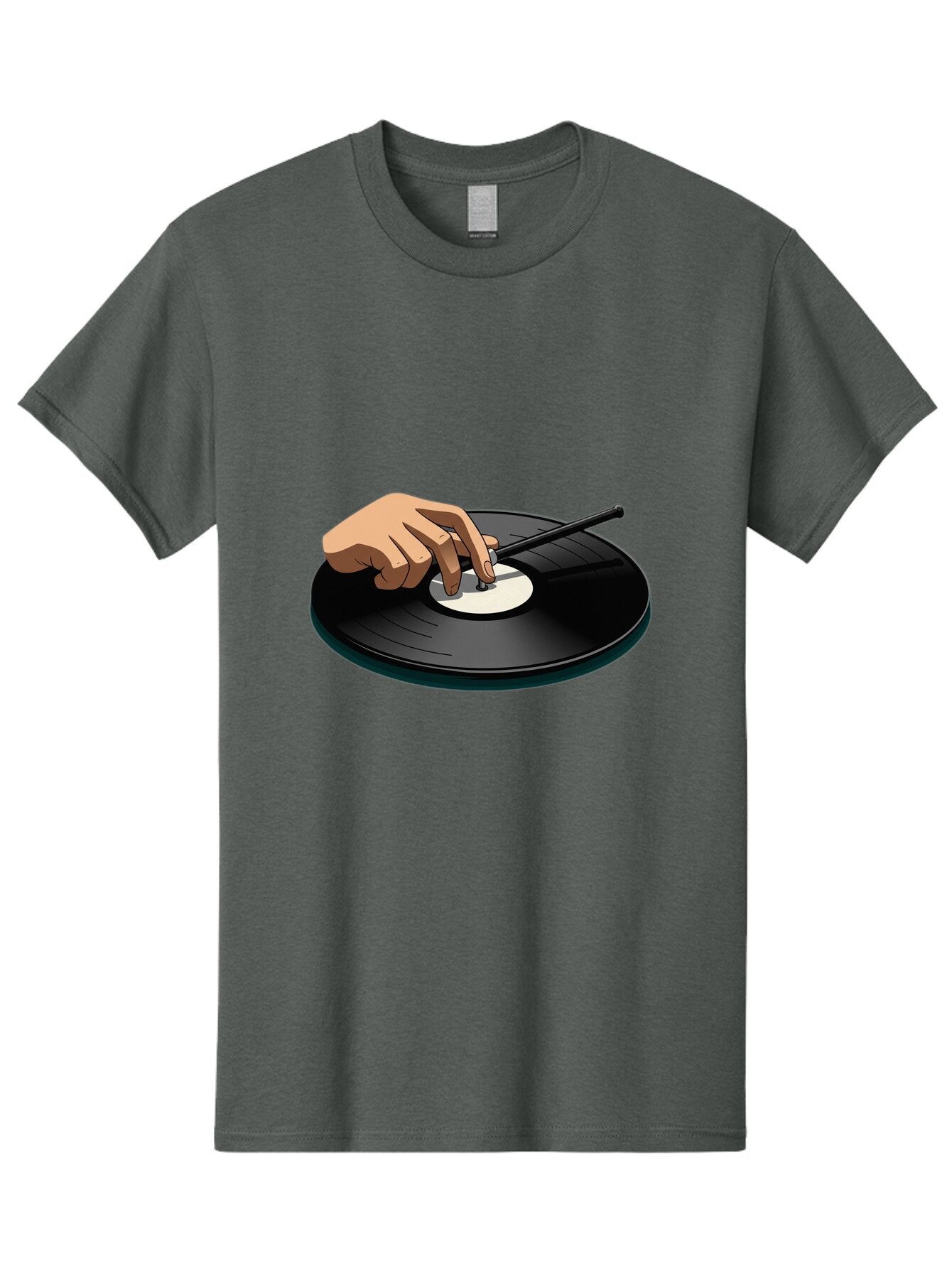 Hand-On-Vinyl-Record Men'S Graphic Tee, 100% Cotton, Comfortable Casual Summer Wear, Machine Washable, Vintage Camera, Old Camera, Antique Camera, Black Camera, Classic Photography, Photography Equipment, Nostalgic Device, Film Camera, Baq923 8