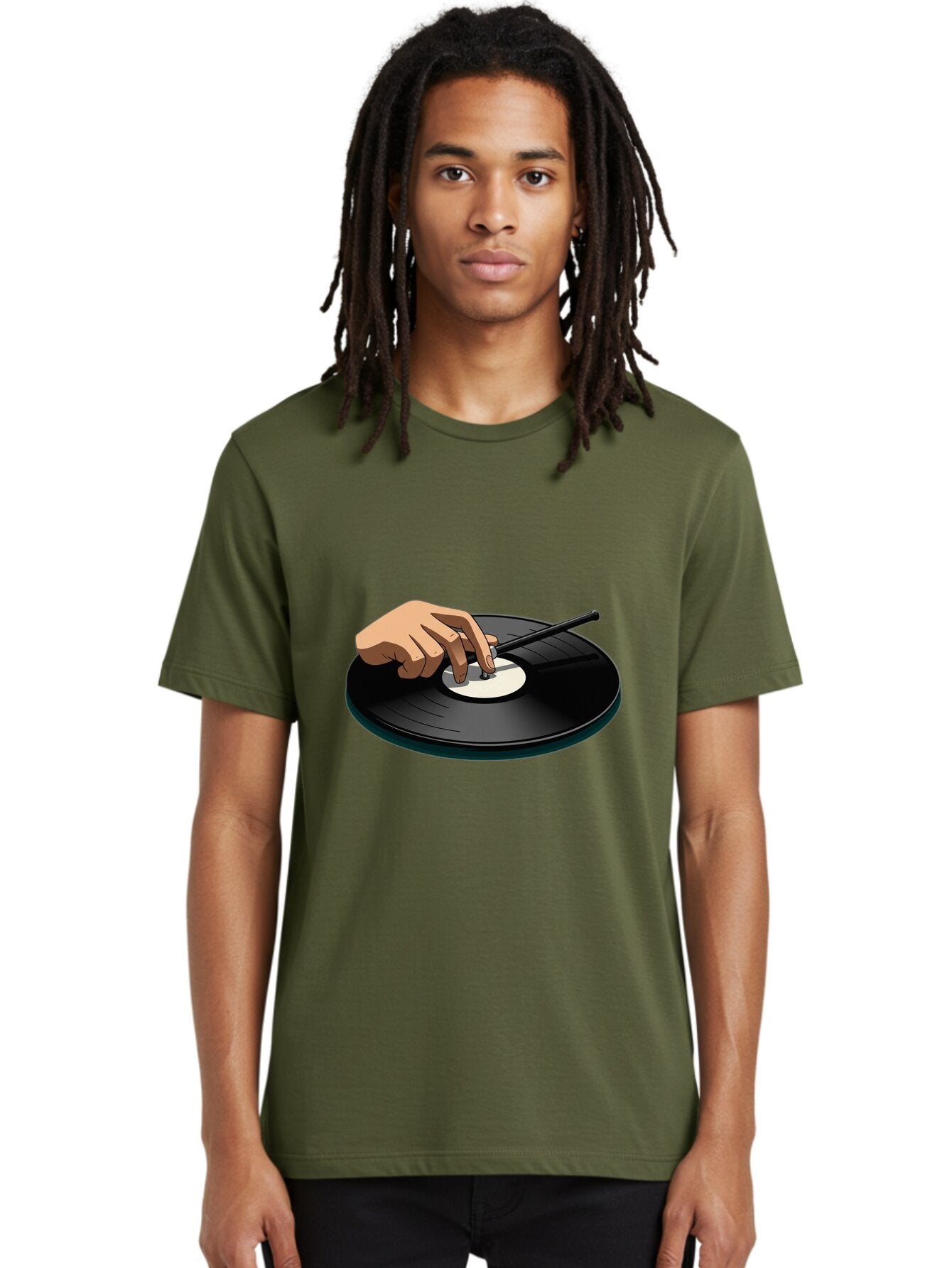 Hand-On-Vinyl-Record Men'S Graphic Tee, 100% Cotton, Comfortable Casual Summer Wear, Machine Washable, Vintage Camera, Old Camera, Antique Camera, Black Camera, Classic Photography, Photography Equipment, Nostalgic Device, Film Camera, Baq923 27