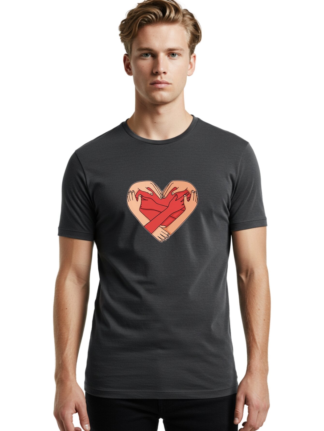 Hands-Holding-Heart Men'S Graphic Tee, 100% Cotton, Comfortable Casual Summer Wear, Machine Washable, Vintage Camera, Old Camera, Antique Camera, Black Camera, Classic Photography, Photography Equipment, Nostalgic Device, Film Camera, Baq924 23