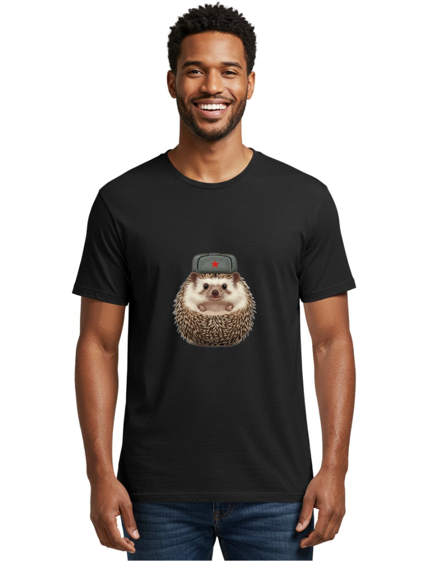 Hedgehog-In-Military-Cap-With-Red-Star Men'S Graphic Tee, 100% Cotton, Comfortable Casual Summer Wear, Machine Washable, Vintage Camera, Old Camera, Antique Camera, Black Camera, Classic Photography, Photography Equipment, Nostalgic Device, Baq931 26