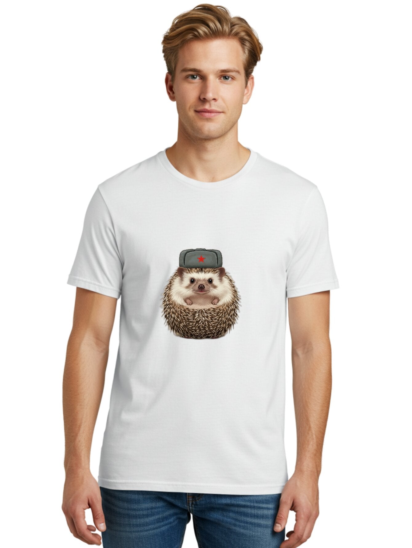 Hedgehog-In-Military-Cap-With-Red-Star Men'S Graphic Tee, 100% Cotton, Comfortable Casual Summer Wear, Machine Washable, Vintage Camera, Old Camera, Antique Camera, Black Camera, Classic Photography, Photography Equipment, Nostalgic Device, Baq931 22