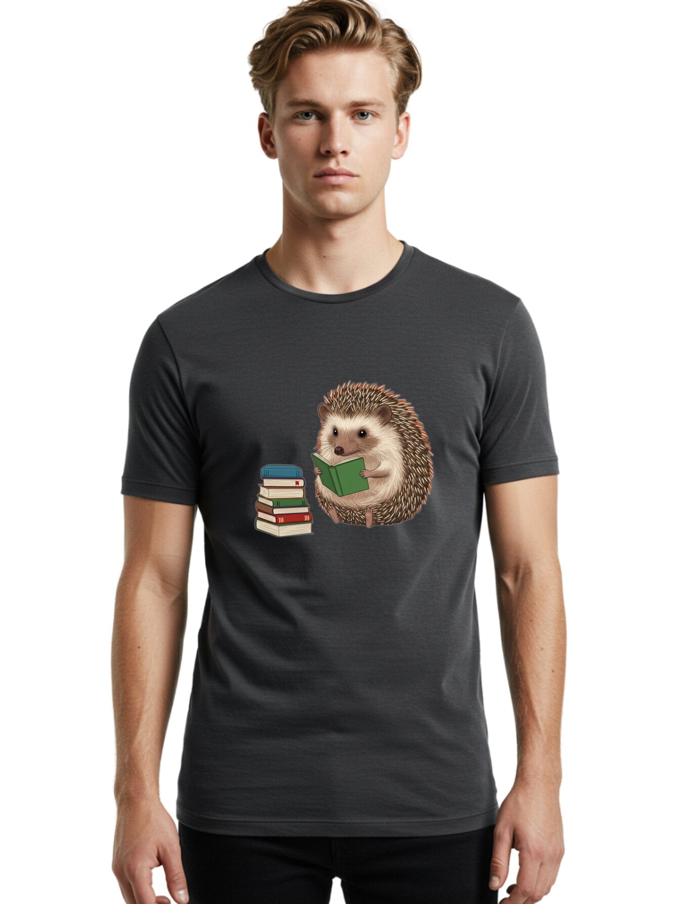 Hedgehog-Reading-2 Men'S Graphic Tee, 100% Cotton, Comfortable Casual Summer Wear, Machine Washable, Vintage Camera, Old Camera, Antique Camera, Black Camera, Classic Photography, Photography Equipment, Nostalgic Device, Film Camera, Baq937 23