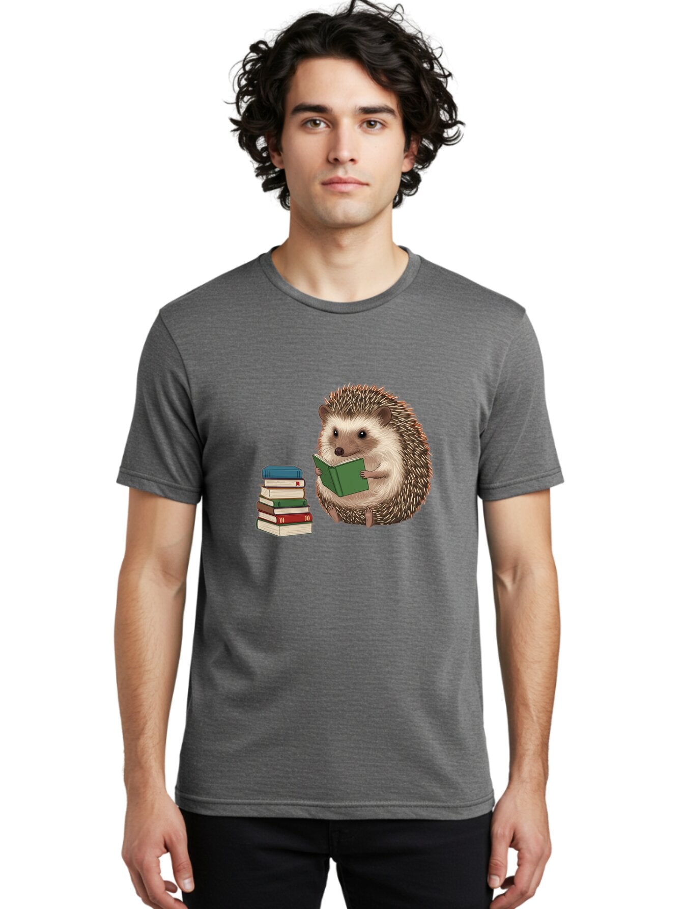 Hedgehog-Reading-2 Men'S Graphic Tee, 100% Cotton, Comfortable Casual Summer Wear, Machine Washable, Vintage Camera, Old Camera, Antique Camera, Black Camera, Classic Photography, Photography Equipment, Nostalgic Device, Film Camera, Baq937 17