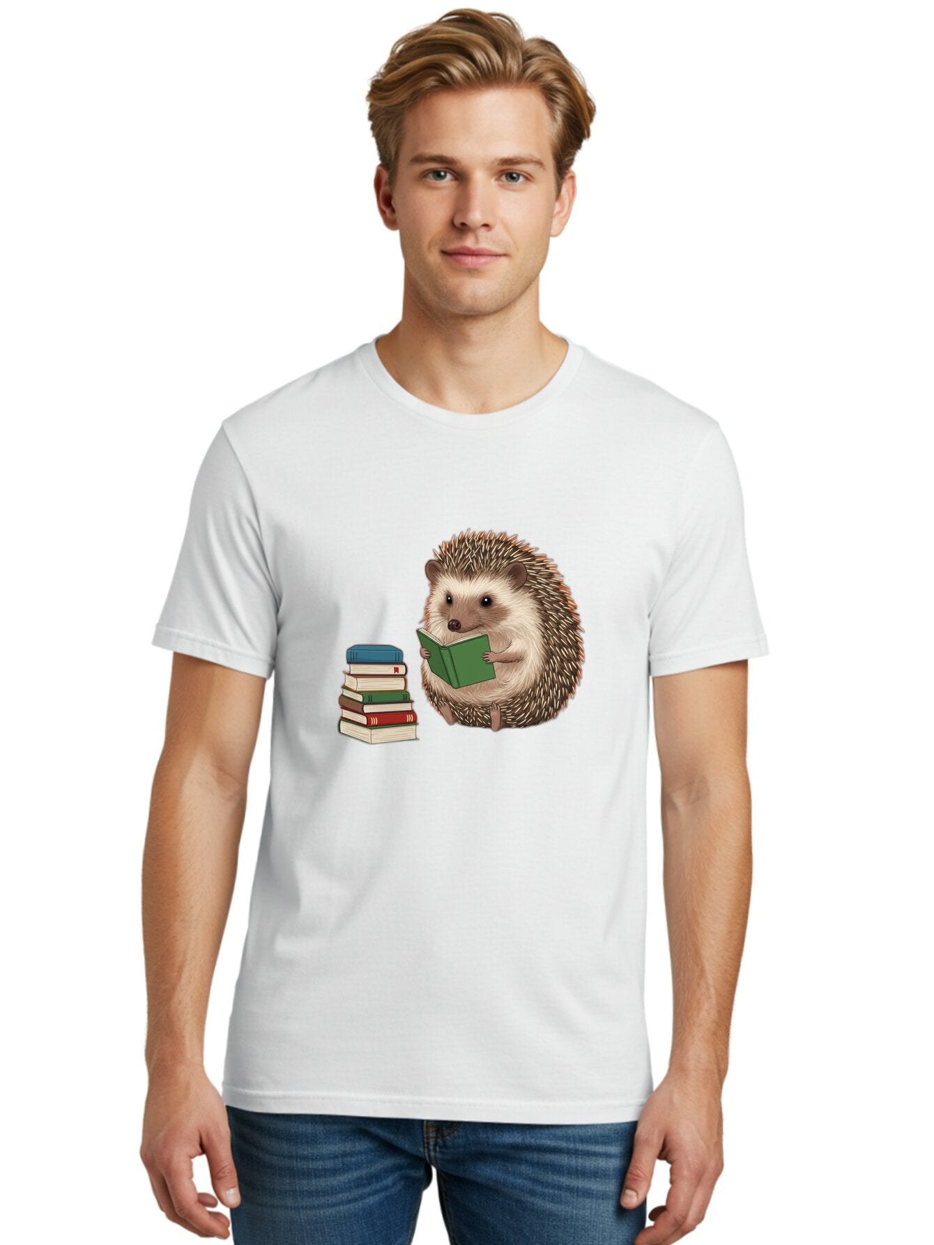 Hedgehog-Reading-2 Men'S Graphic Tee, 100% Cotton, Comfortable Casual Summer Wear, Machine Washable, Vintage Camera, Old Camera, Antique Camera, Black Camera, Classic Photography, Photography Equipment, Nostalgic Device, Film Camera, Baq937 30