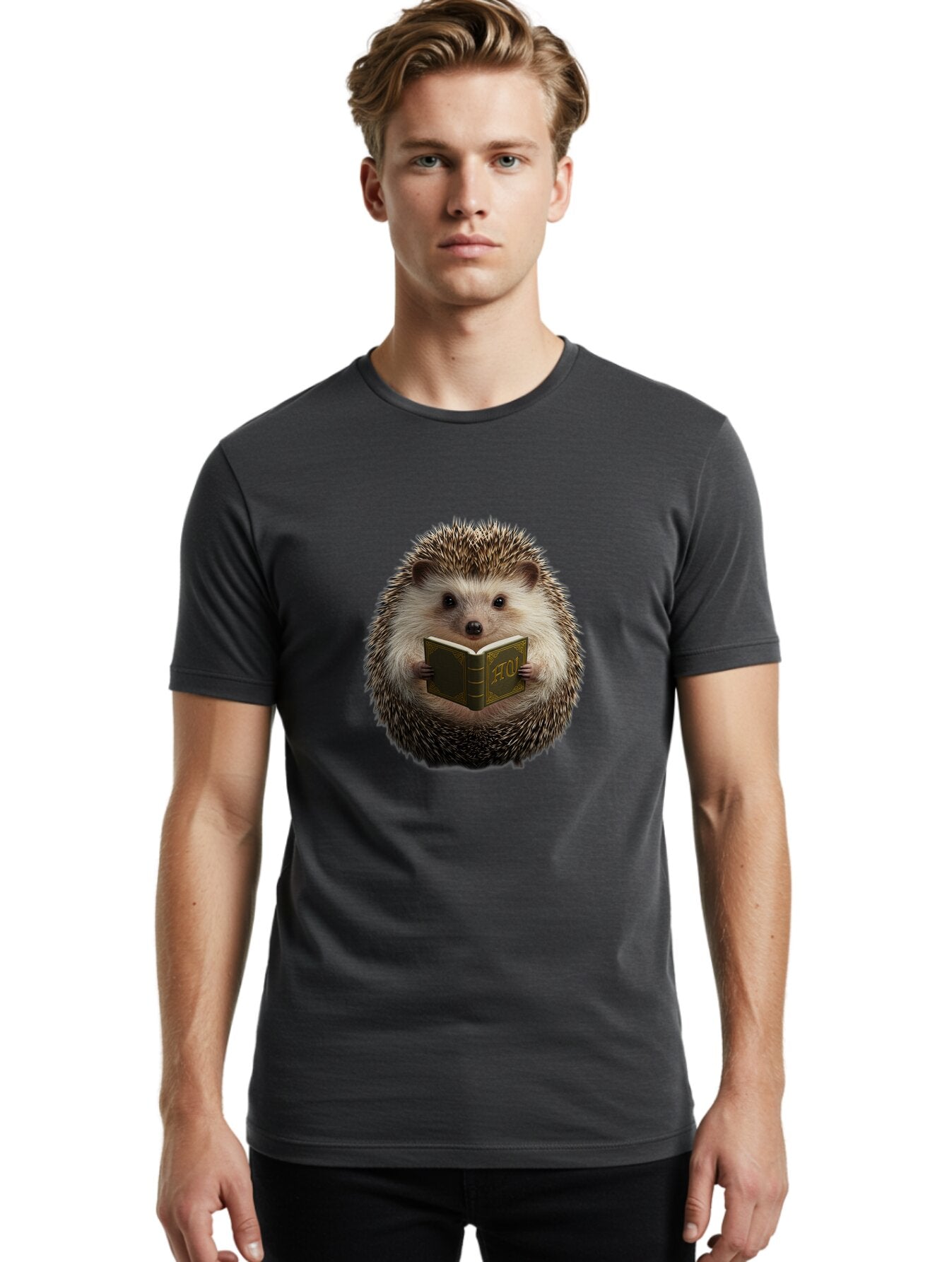 Hedgehog-Reading-3 Men'S Graphic Tee, 100% Cotton, Comfortable Casual Summer Wear, Machine Washable, Vintage Camera, Old Camera, Antique Camera, Black Camera, Classic Photography, Photography Equipment, Nostalgic Device, Film Camera, Baq938 16