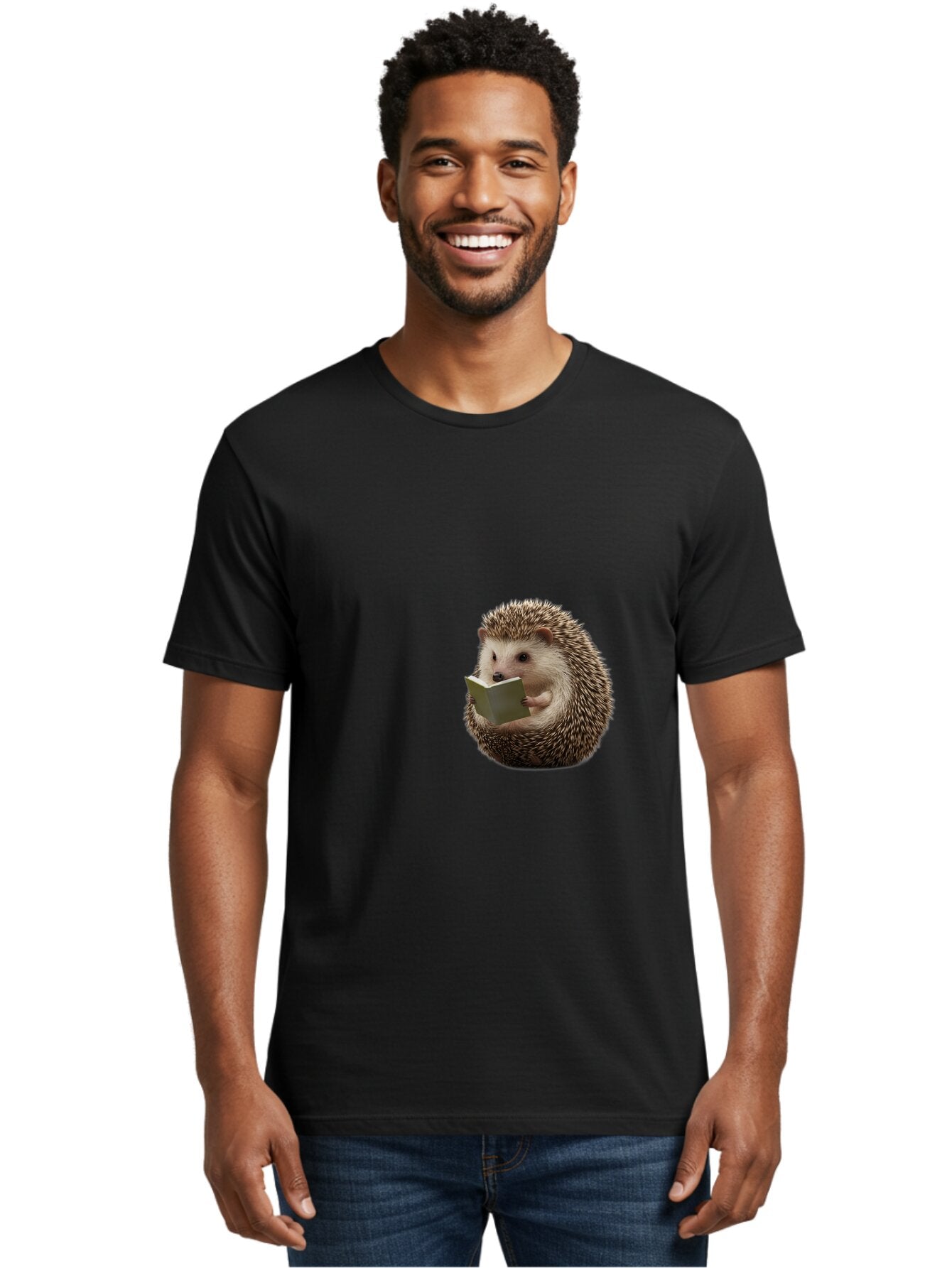 Hedgehog-Reading-6 Men'S Graphic Tee, 100% Cotton, Comfortable Casual Summer Wear, Machine Washable, Vintage Camera, Old Camera, Antique Camera, Black Camera, Classic Photography, Photography Equipment, Nostalgic Device, Film Camera, Baq941 19