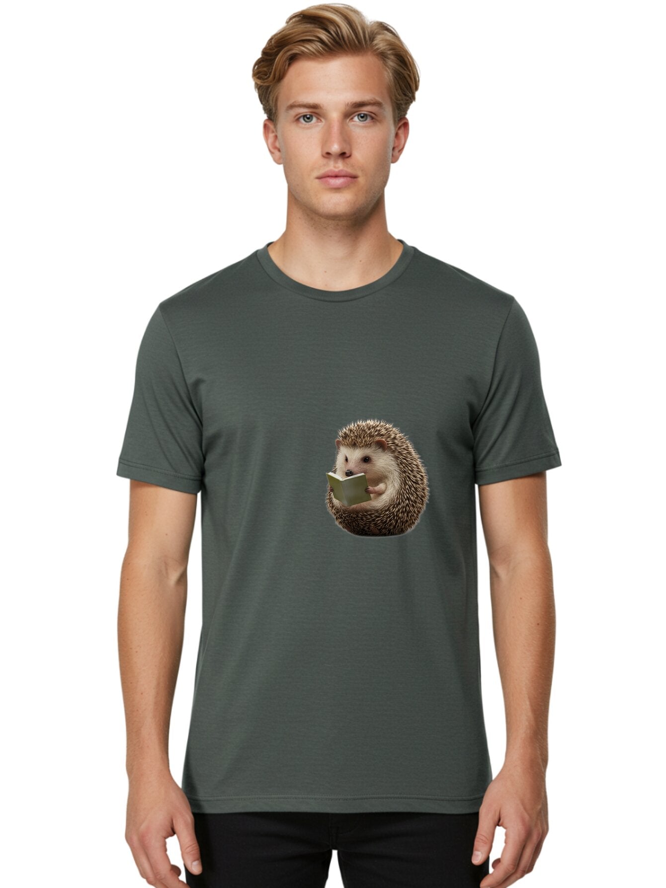 Hedgehog-Reading-6 Men'S Graphic Tee, 100% Cotton, Comfortable Casual Summer Wear, Machine Washable, Vintage Camera, Old Camera, Antique Camera, Black Camera, Classic Photography, Photography Equipment, Nostalgic Device, Film Camera, Baq941 17