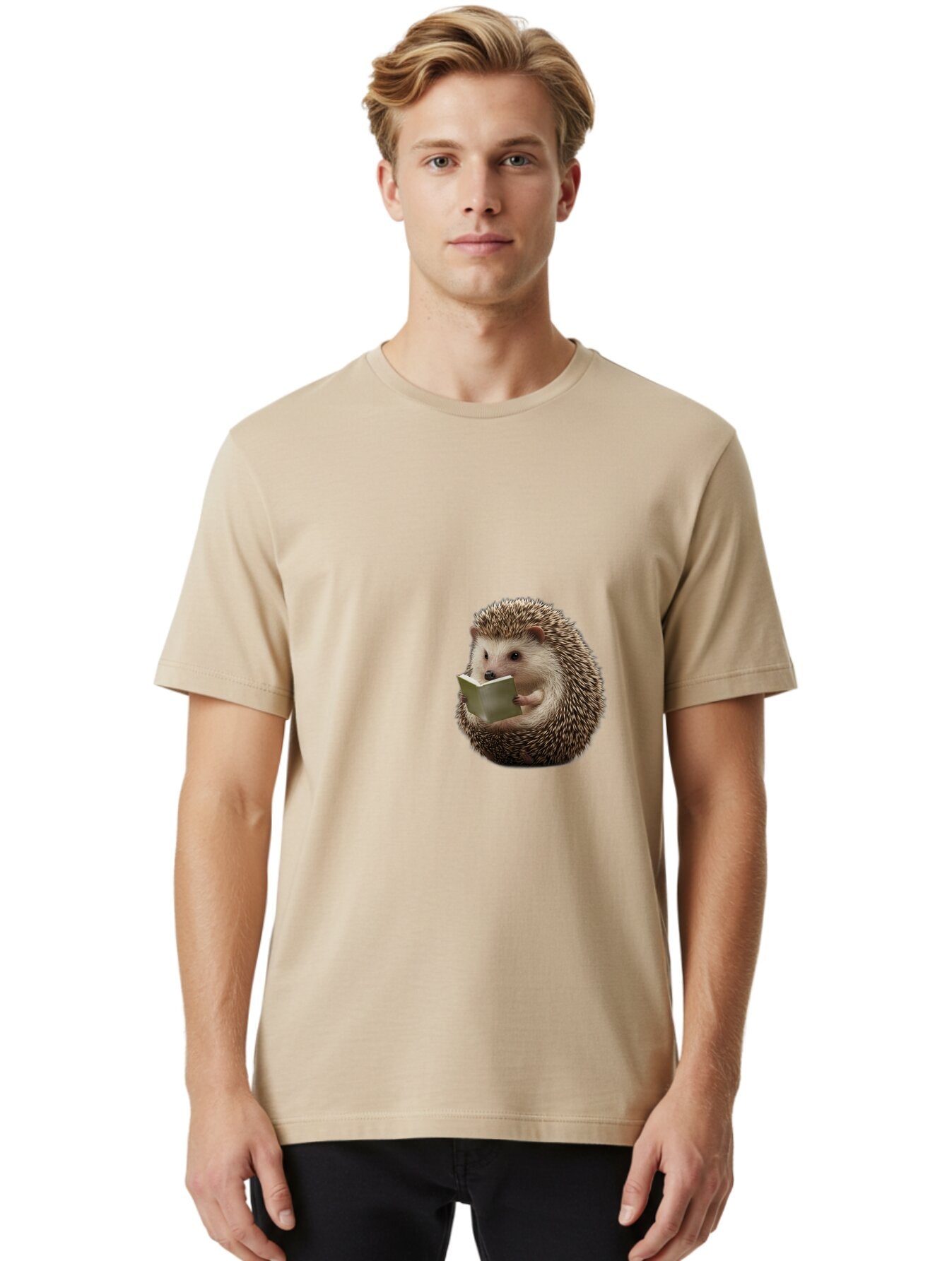 Hedgehog-Reading-6 Men'S Graphic Tee, 100% Cotton, Comfortable Casual Summer Wear, Machine Washable, Vintage Camera, Old Camera, Antique Camera, Black Camera, Classic Photography, Photography Equipment, Nostalgic Device, Film Camera, Baq941 27